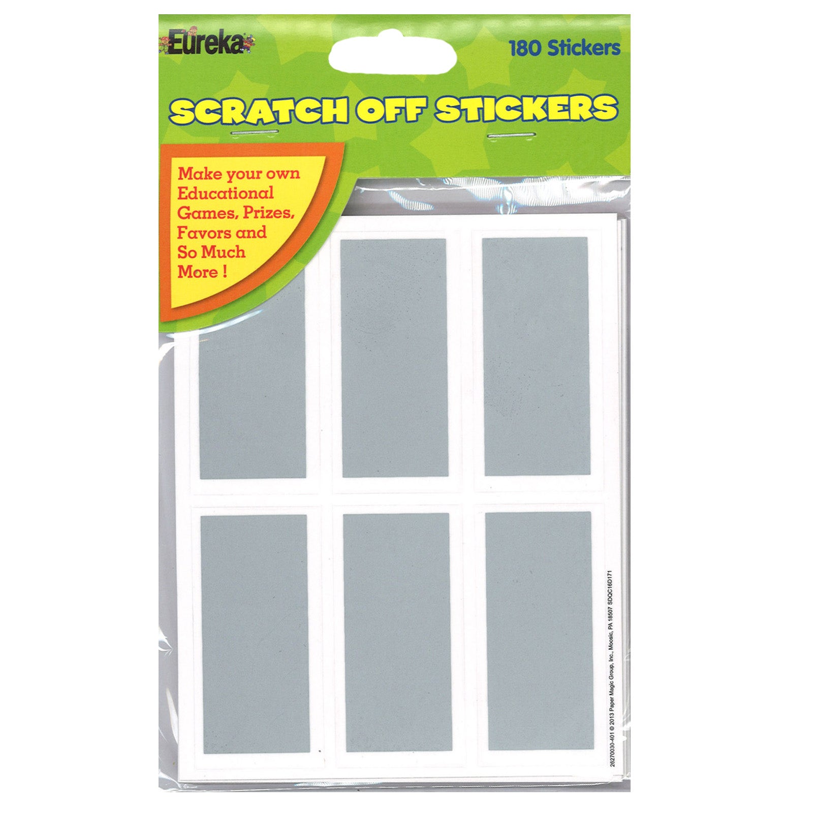 Rectangles Scratch Off Stickers, 180 Per Pack, 6 Packs - A1 School Supplies