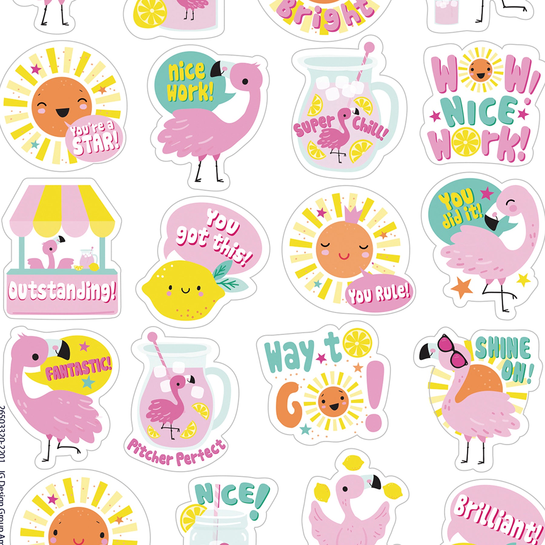 Flamingo Strawberry Lemonade Scented Stickers, 80 Per Pack, 6 Packs