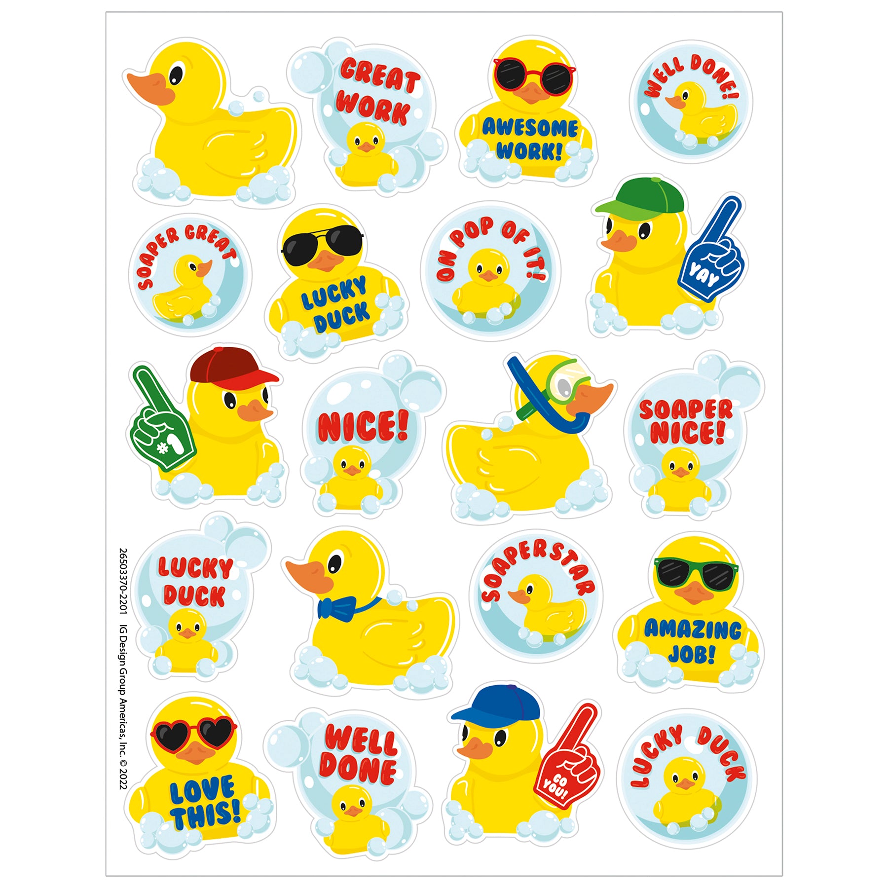 Rubber Duckies Bubblebath Scented Stickers, 80 Per Pack, 6 Packs