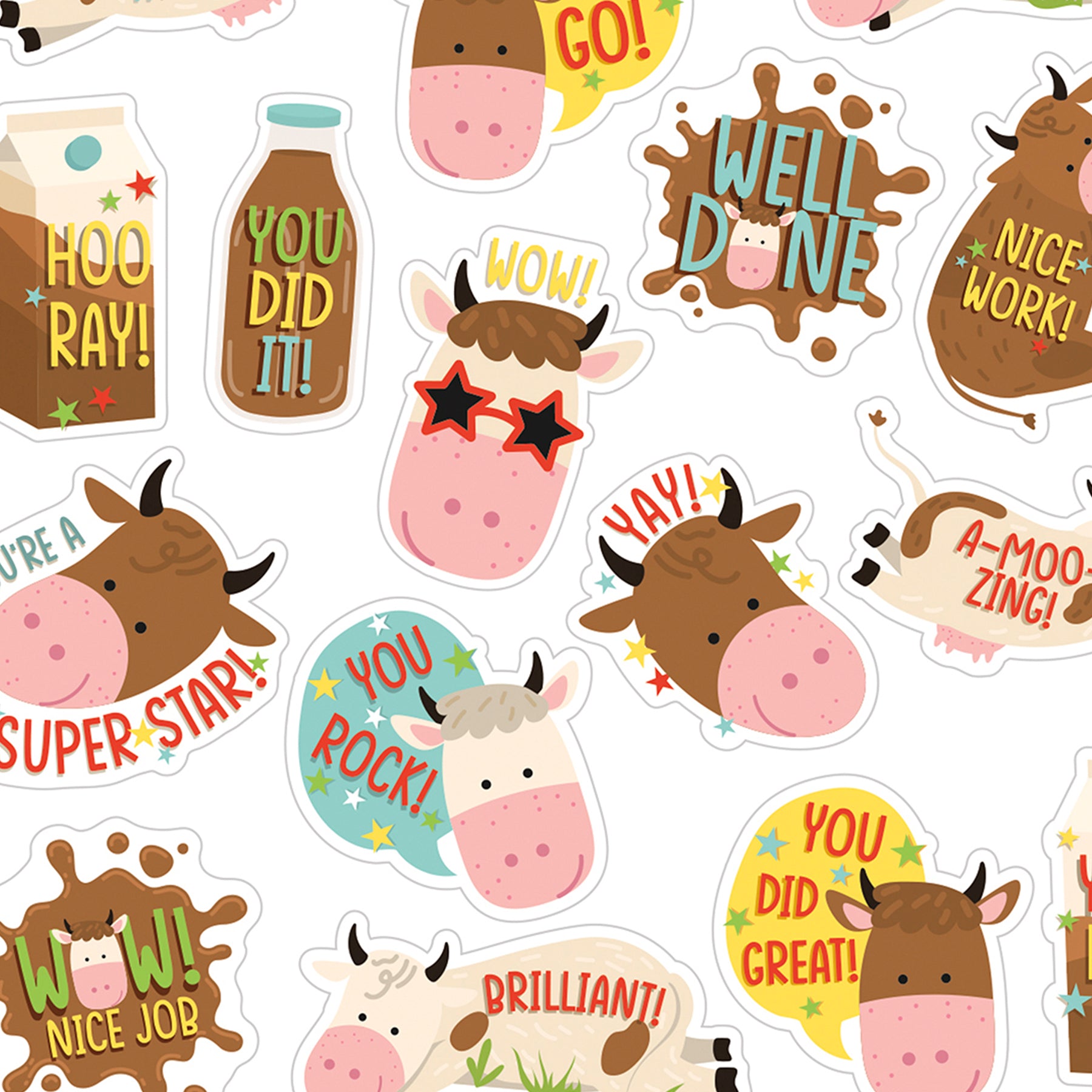 Brown Cows Chocolate Milk Scented Stickers, 80 Per Pack, 6 Packs