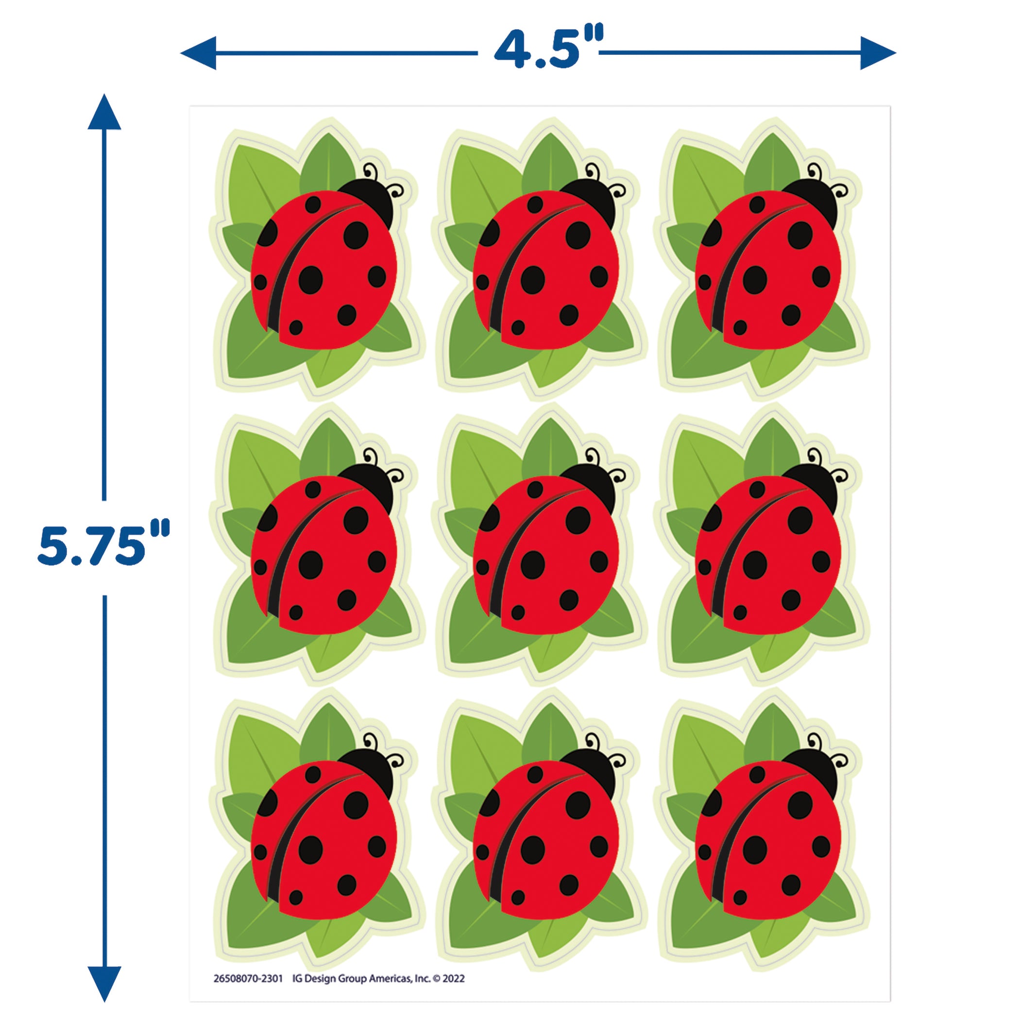 Ladybugs Giant Stickers, 36 Per Pack, 12 Packs