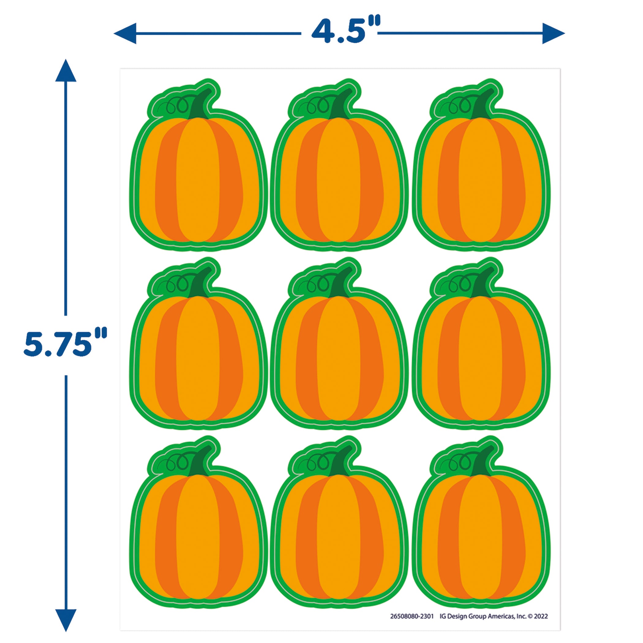 Fall Pumpkin Giant Stickers, 36 Per Pack, 12 Packs - A1 School Supplies