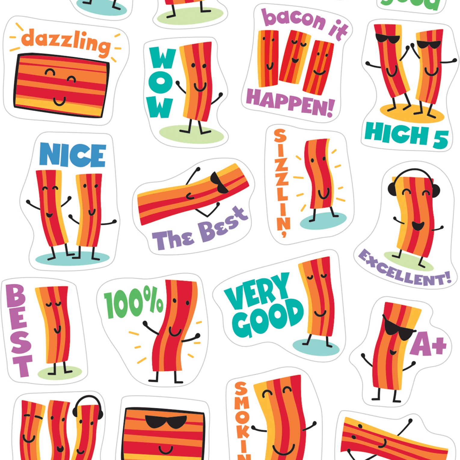 Bacon Scented Stickers, 80 Per Pack, 6 Packs