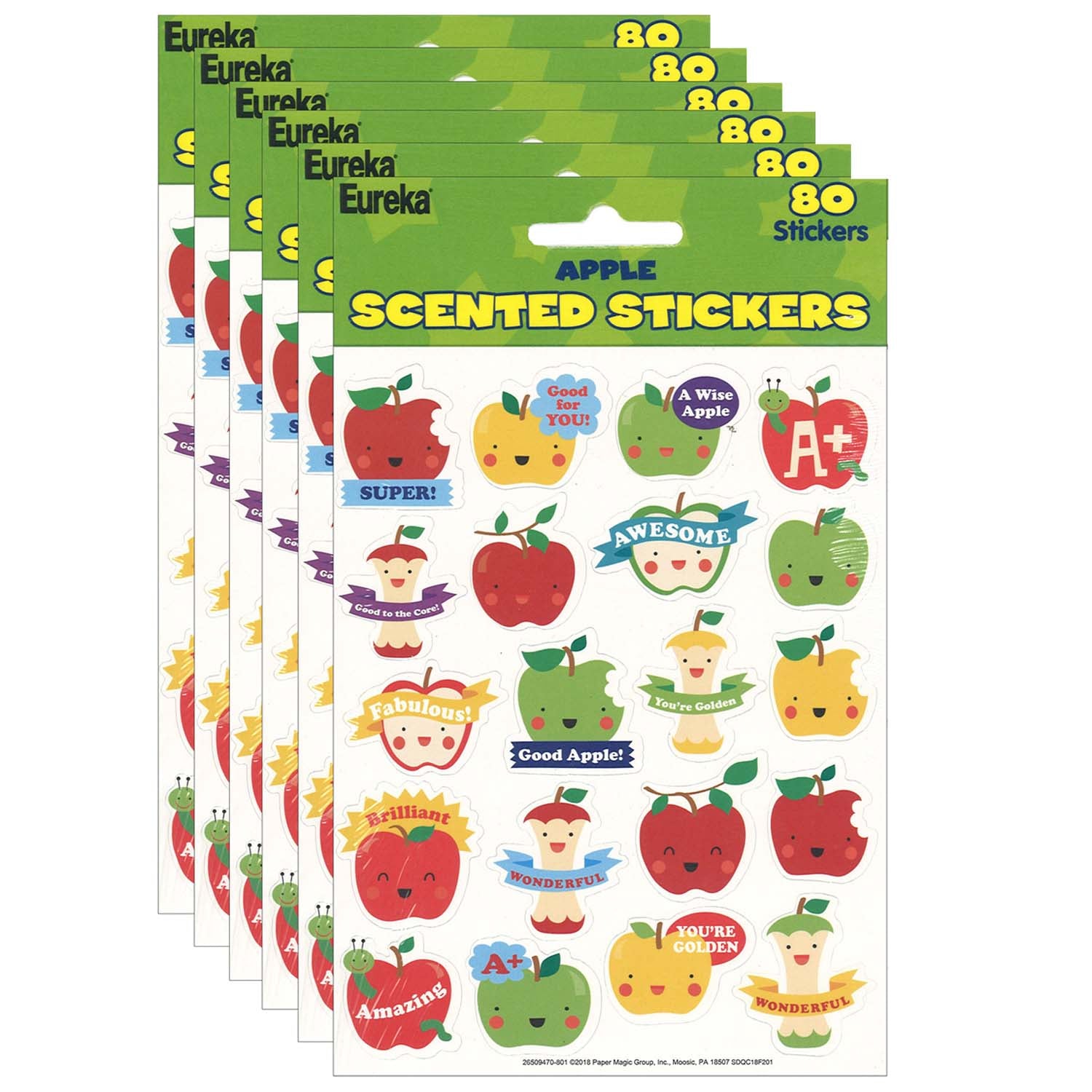 Apple Scented Stickers, 80 Per Pack, 6 Packs