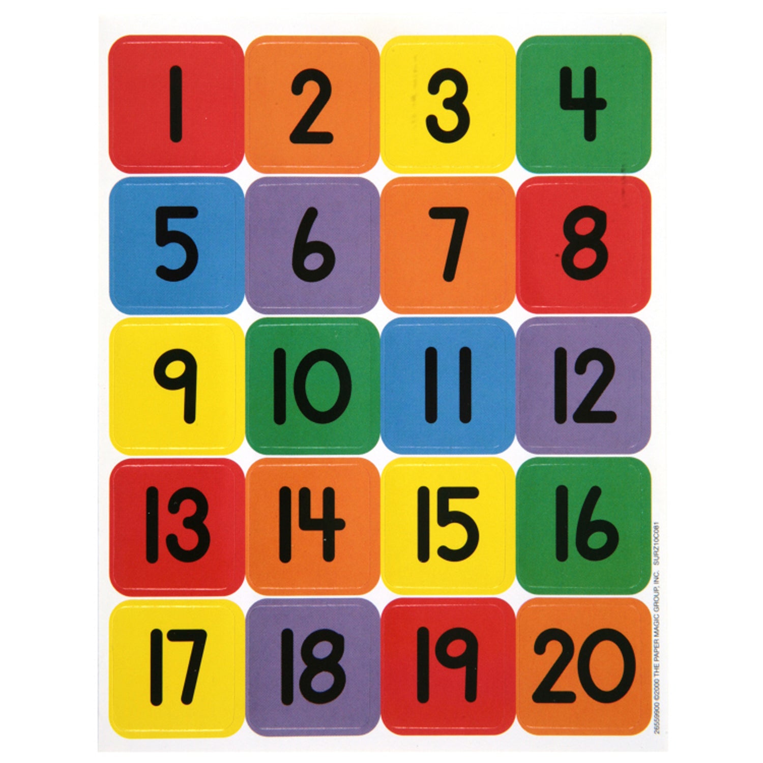 Numbers (1-20) Theme Stickers, 120 Per Pack, 12 Packs - A1 School Supplies