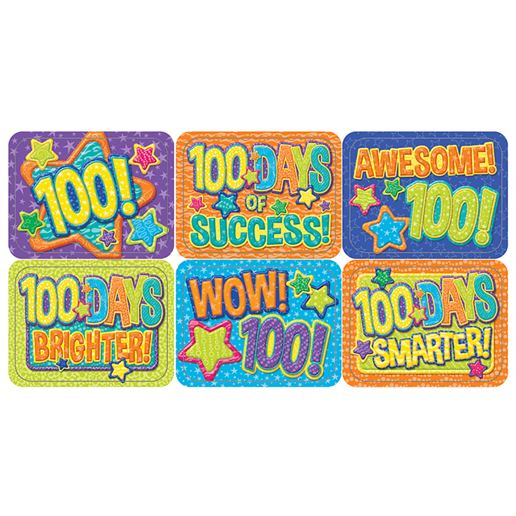 Color My World 100 Days Success Stickers, 120 Per Pack, 12 Packs