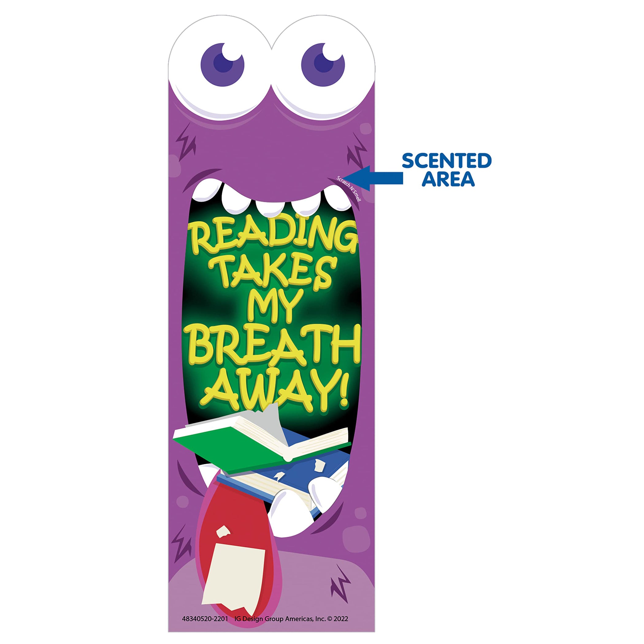 Reading Takes My Breath Away Monster Breath Scented Bookmarks, 24 Per Pack, 3 Packs