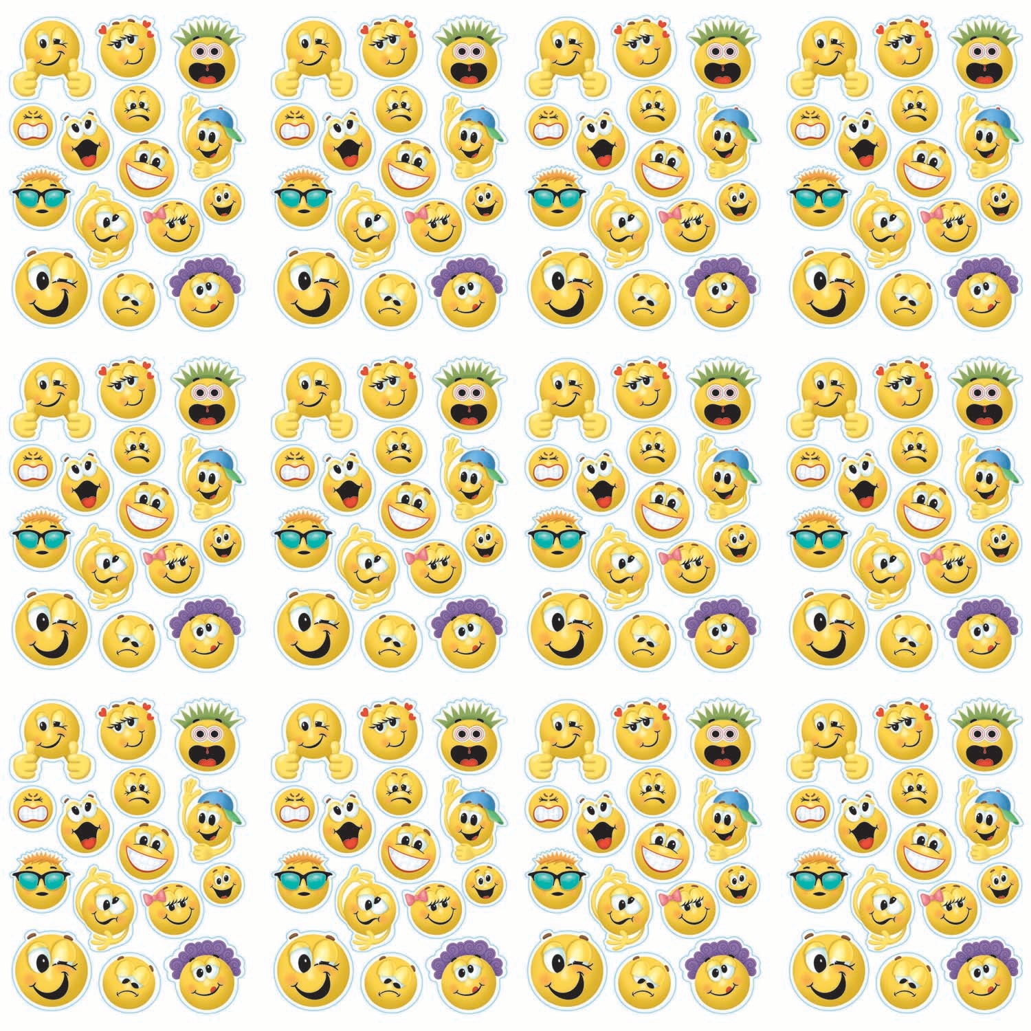 Emoticons Window Clings, 12 Sheets