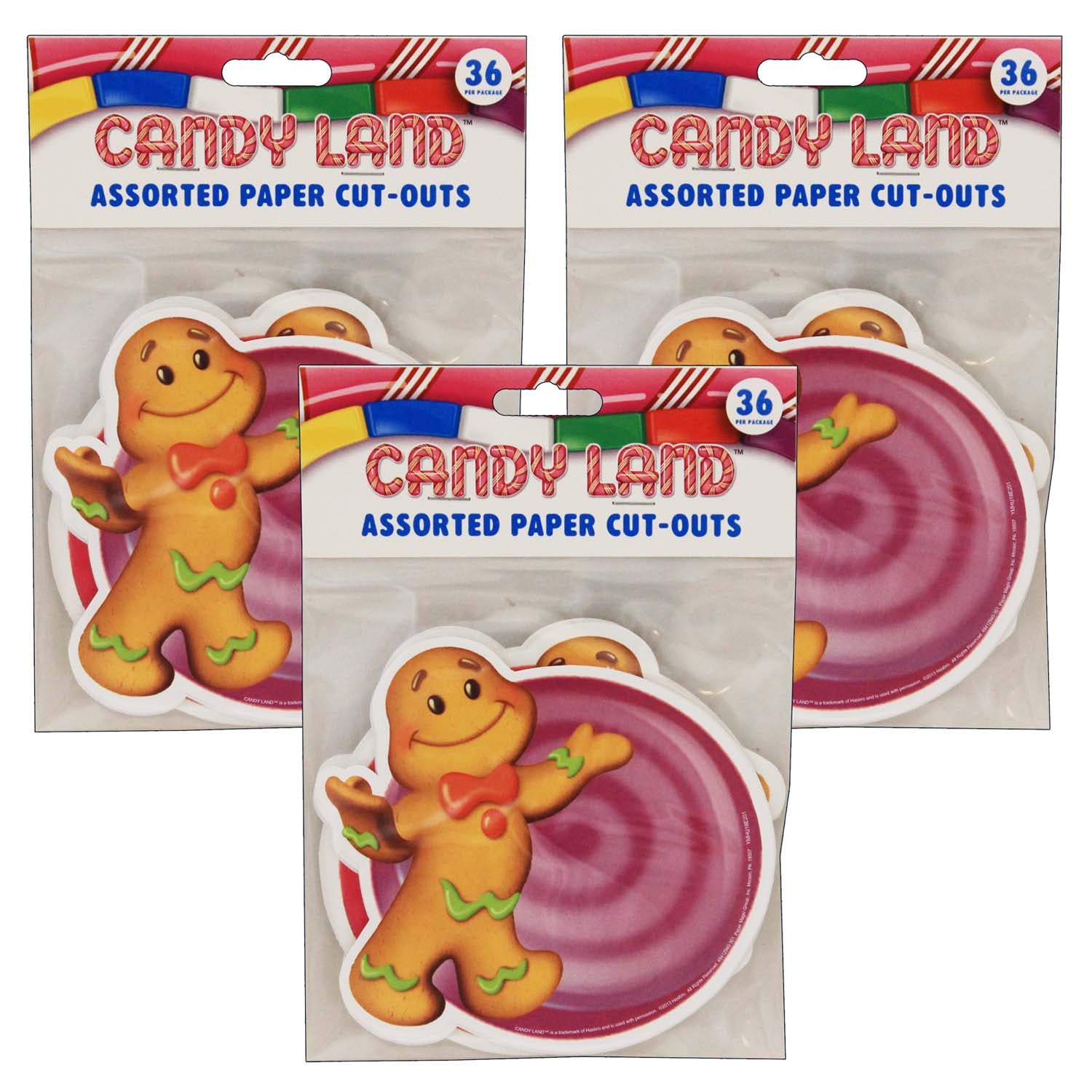 Candy Land™ Assorted Paper Cut Outs, 36 Per Pack, 3 Packs