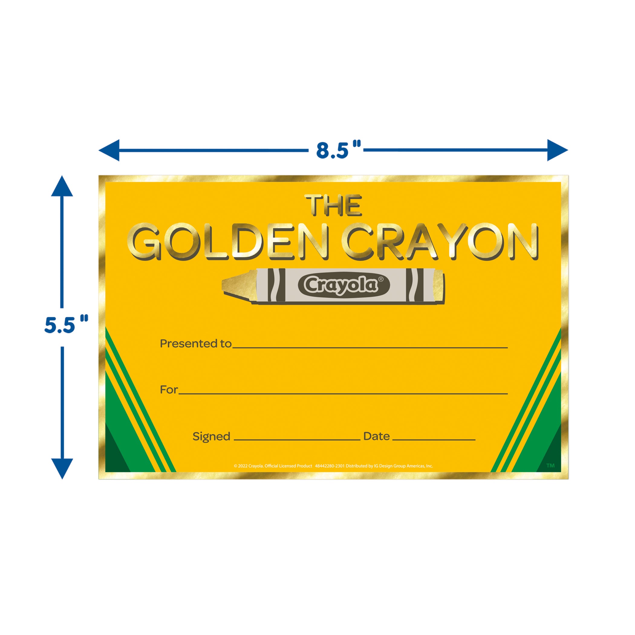 Crayola® Gold Crayon Recognition Award, 36 Per Pack, 6 Packs - A1 School Supplies