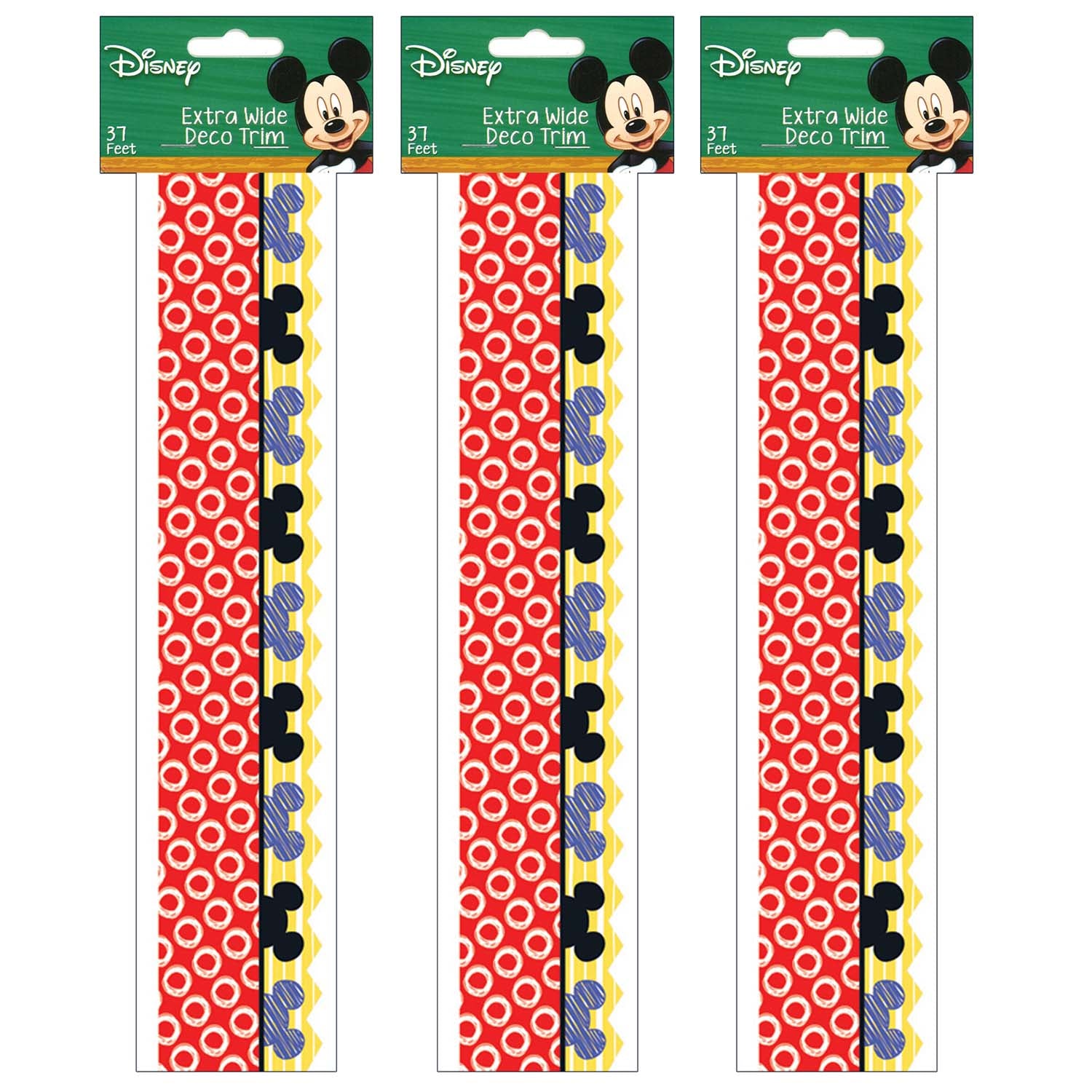 Mickey® Color Pop! Peeking Head Extra Wide Deco Trim®, 37 Feet Per Pack, 3 Packs