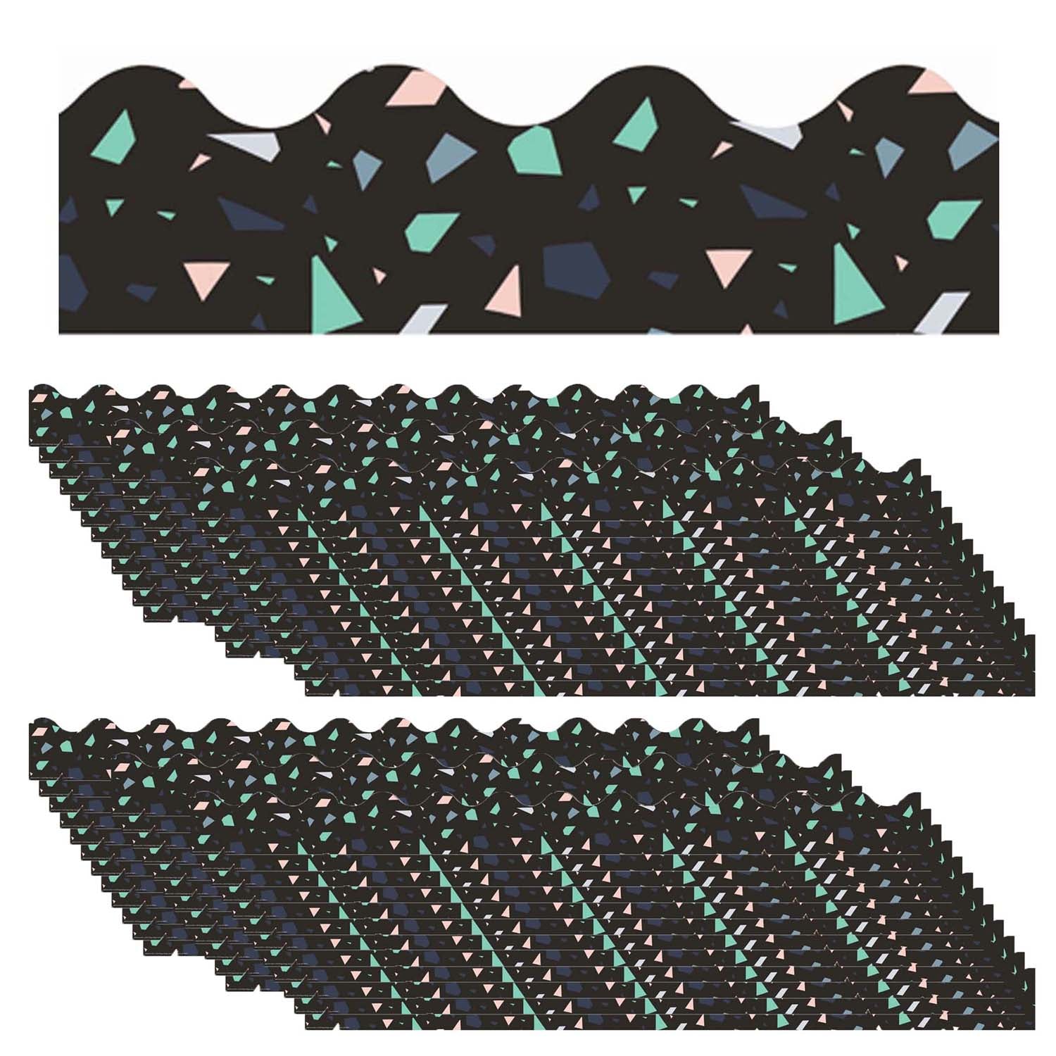 Simply Sassy Black Terrazzo Deco Trim® Extra Wide Die Cut, 37 Feet Per Pack, 6 Packs