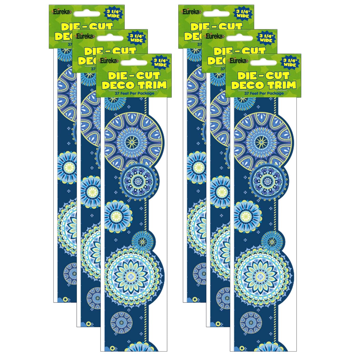 Blue Harmony Mandala Extra Wide Deco Trim, 37 Feet Per Pack, 6 Packs