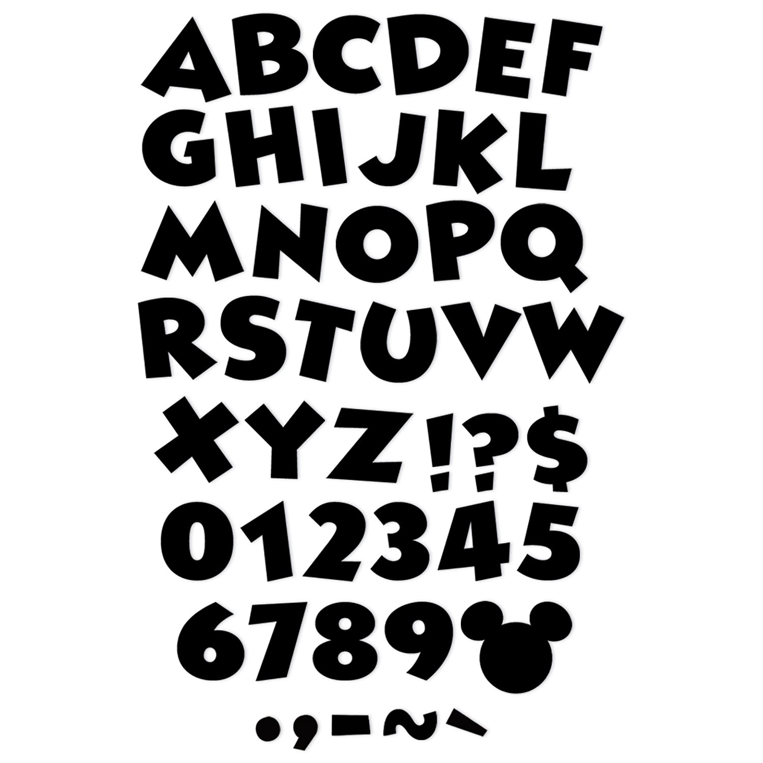 Mickey Mouse® Throwback Black Deco Letters, 216 Characters Per Pack, 3 Packs - A1 School Supplies