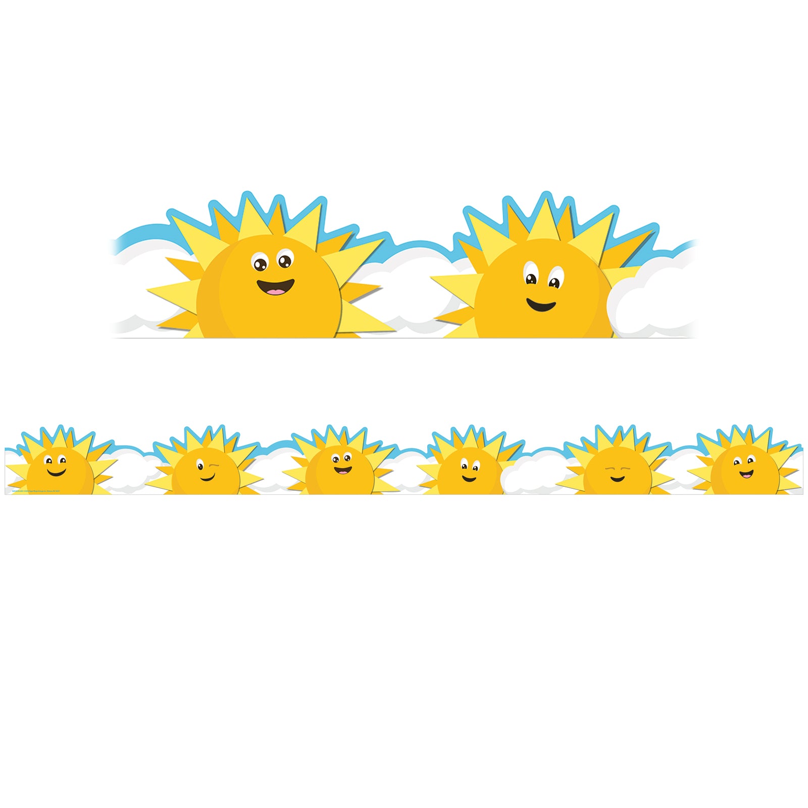 Growth Mindset Sun & Clouds Deco Trim® Extra Wide Die-Cut, 37 Feet Per Pack, 6 Packs - A1 School Supplies