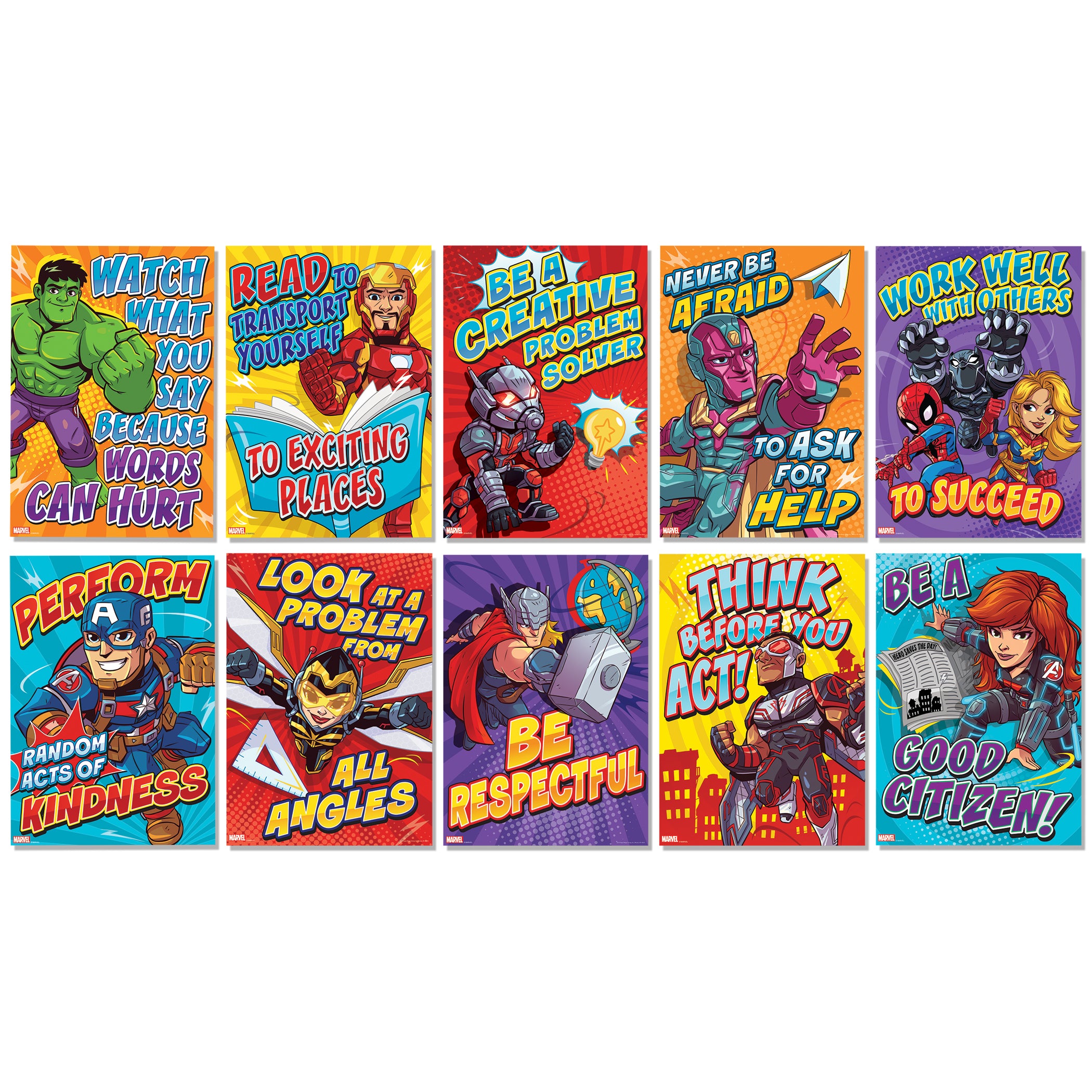 Marvel™ Motivational Poster Set Bulletin Board Set, 10 Posters