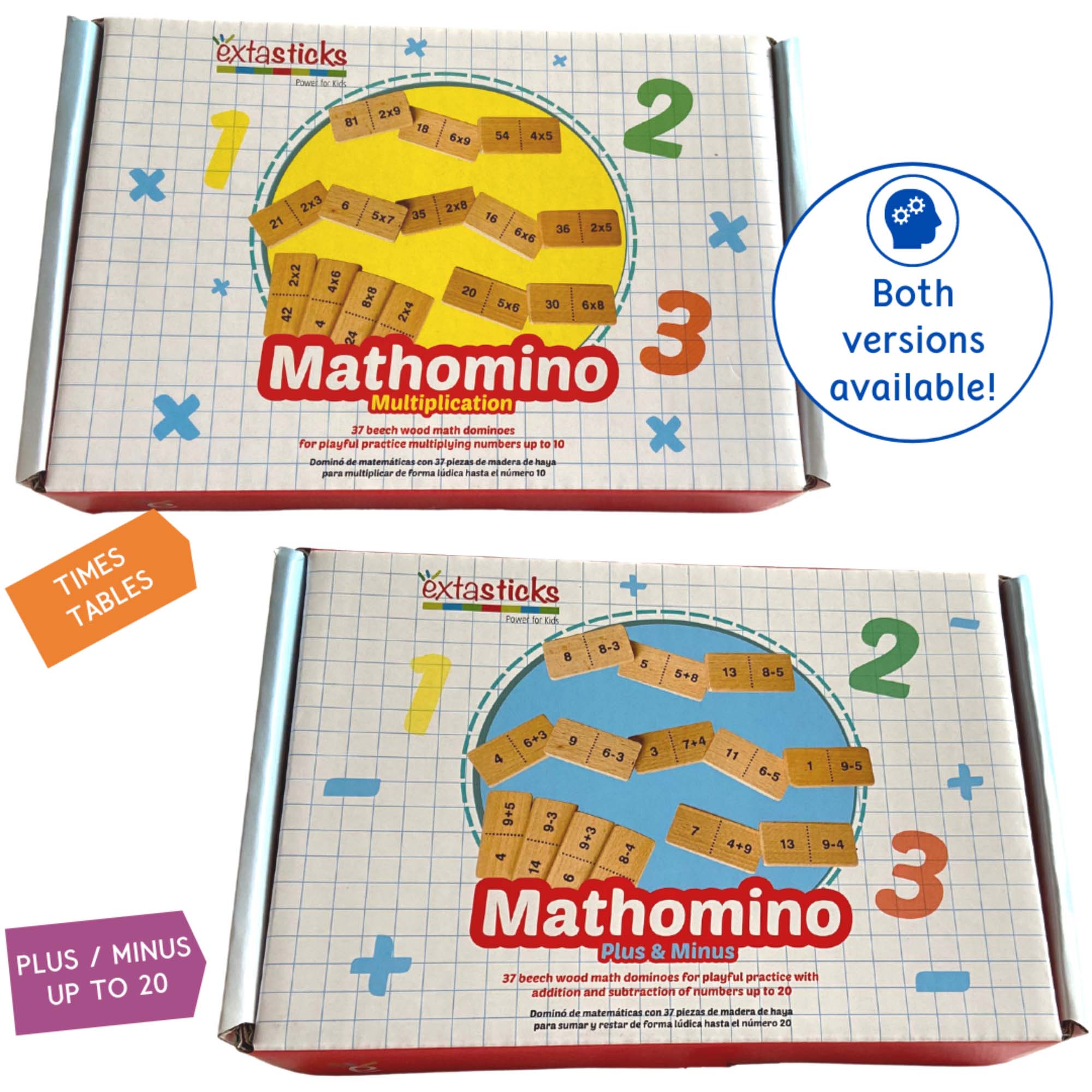 Mathomino Plus & Minus up to 20 Addition & Subtraction Wooden Math Domino Game - A1 School Supplies