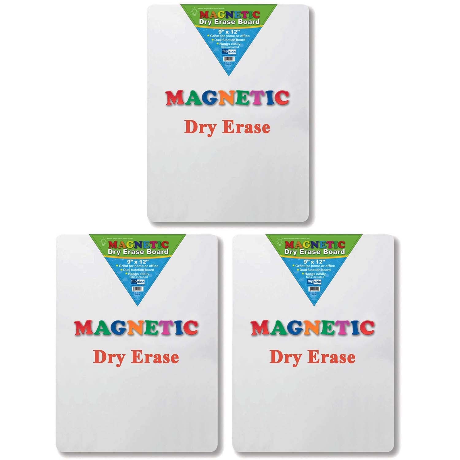 Magnetic Dry Erase Board, 9" x 12", Pack of 3