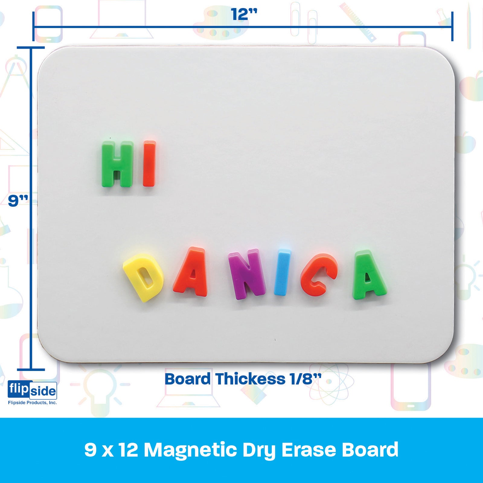 Magnetic Dry Erase Board, 9" x 12", Pack of 3