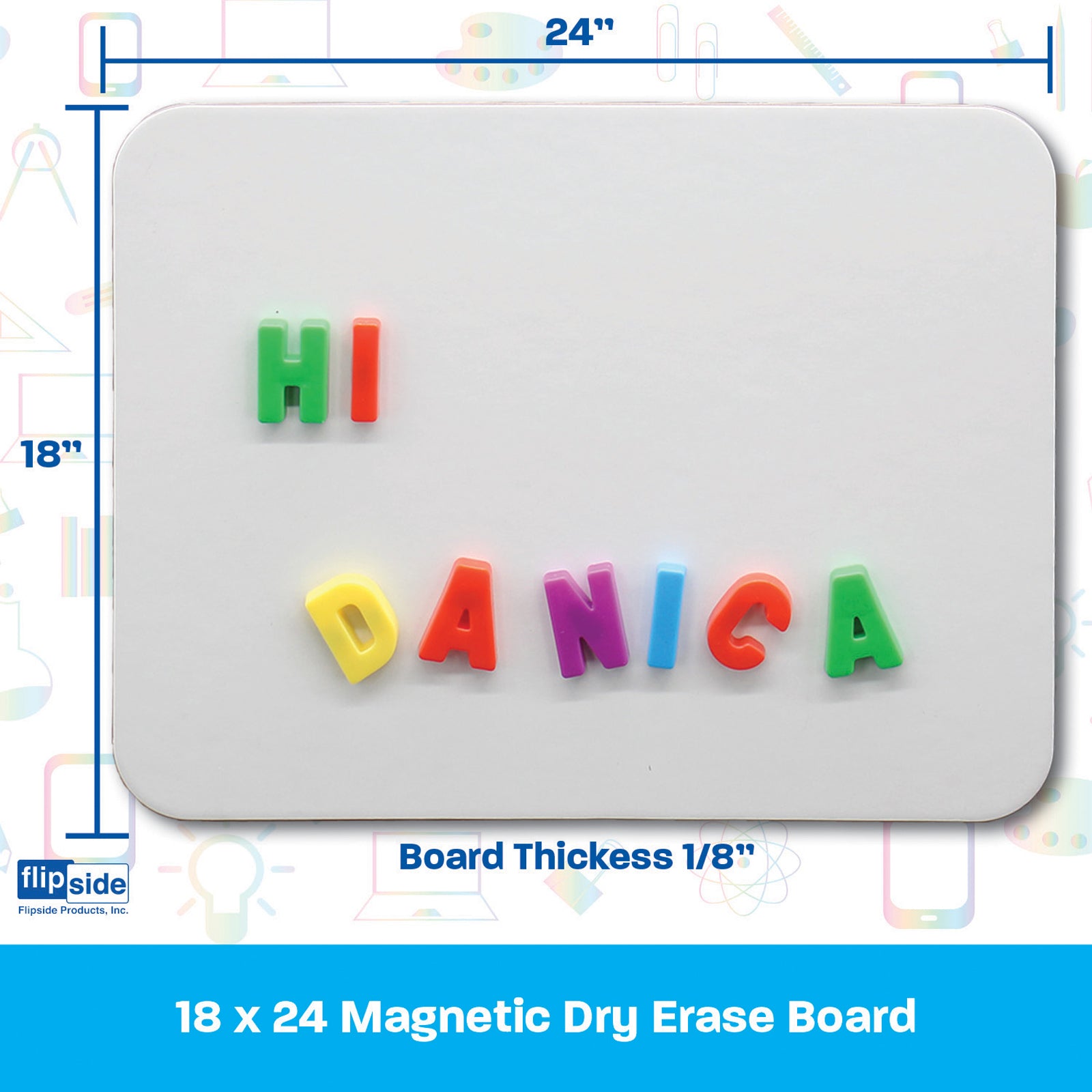 Magnetic Dry Erase Board, 18" x 24"