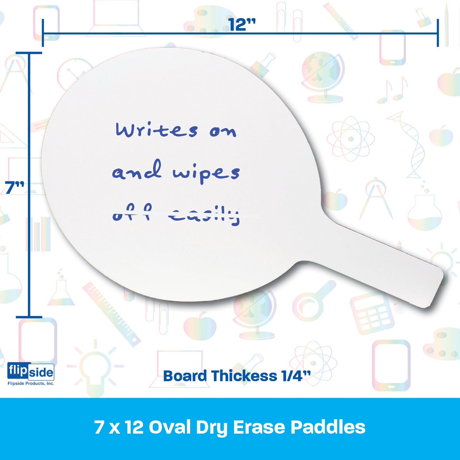 Oval Dry Erase Answer Paddles, 7" x 12", Pack of 6