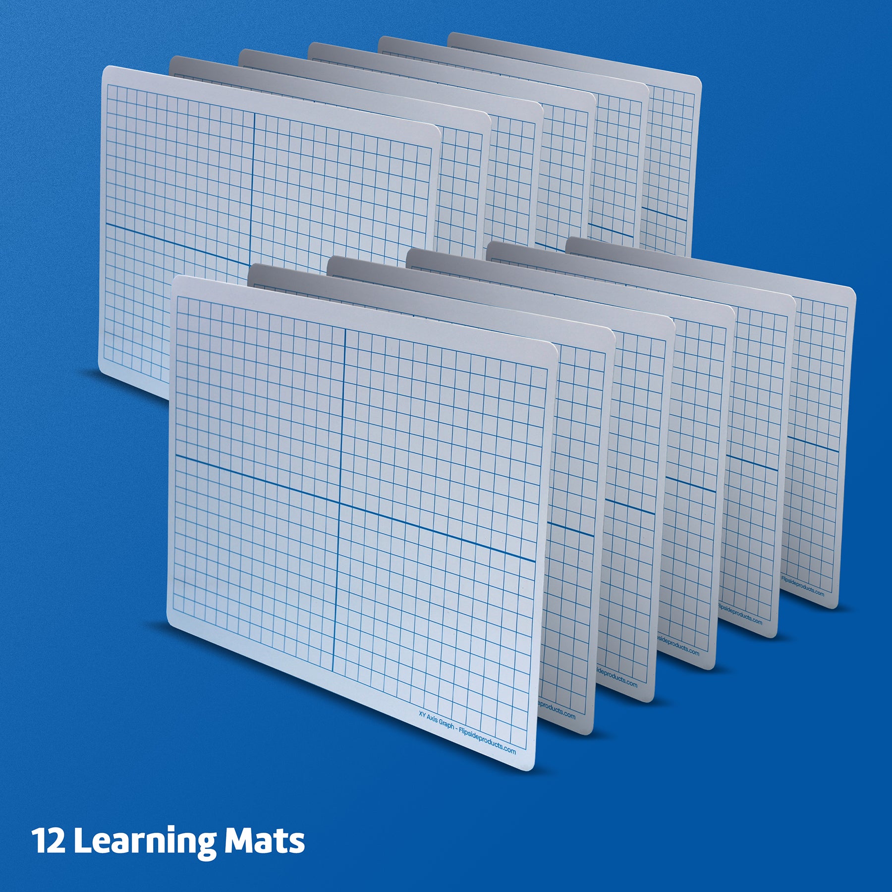 Dry Erase Learning Mat, Two-Sided XY Axis/Plain, 9" x 12", Pack of 12