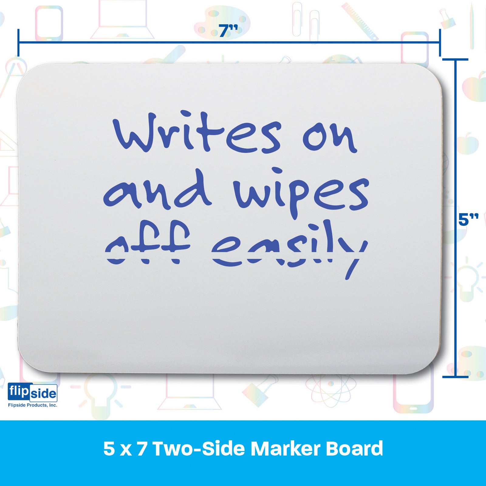 Two-Sided Dry Erase Board, 5" x 7", White, Pack of 12