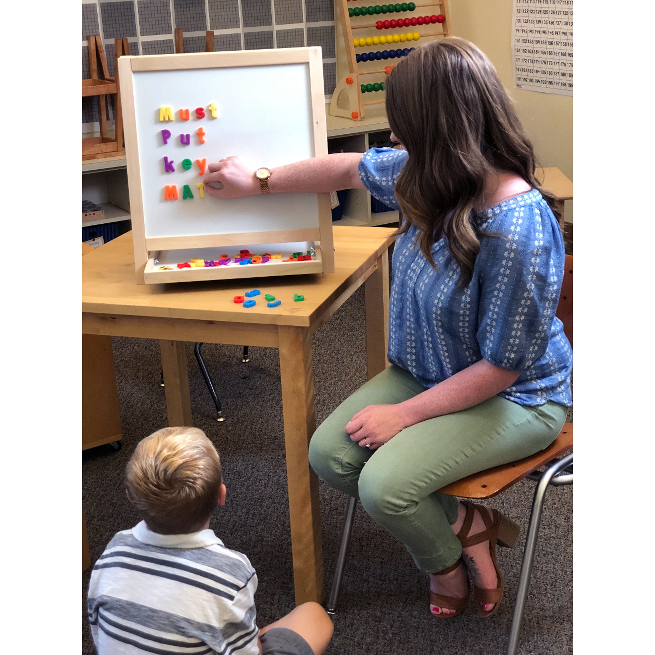 Magnetic Table Top Easel, Chalkboard/Whiteboard, 18.5" x 18"