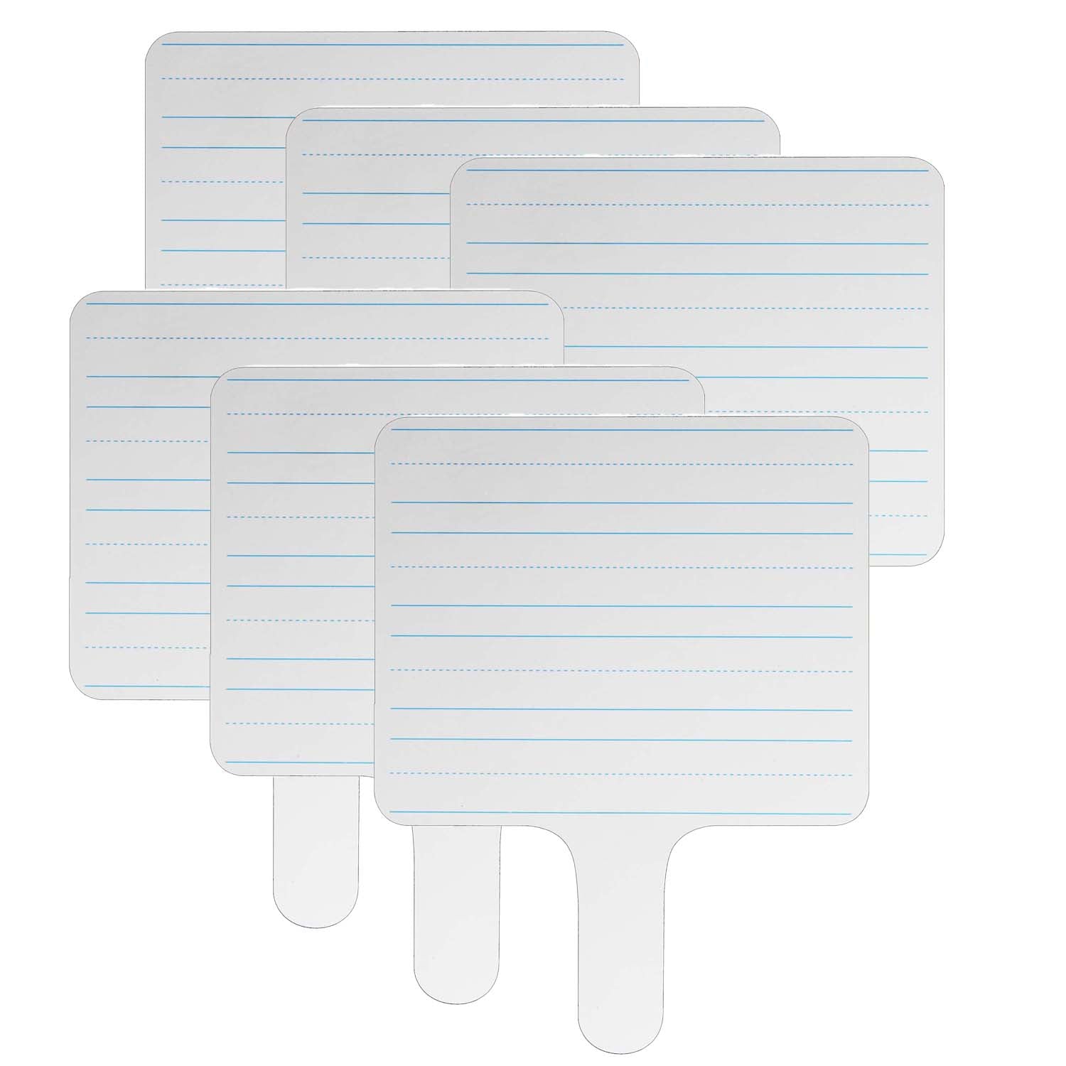 Two-sided Rectangular Dry Erase Writing Paddle, Lined/Blank, 7.75" x 10", Pack of 6