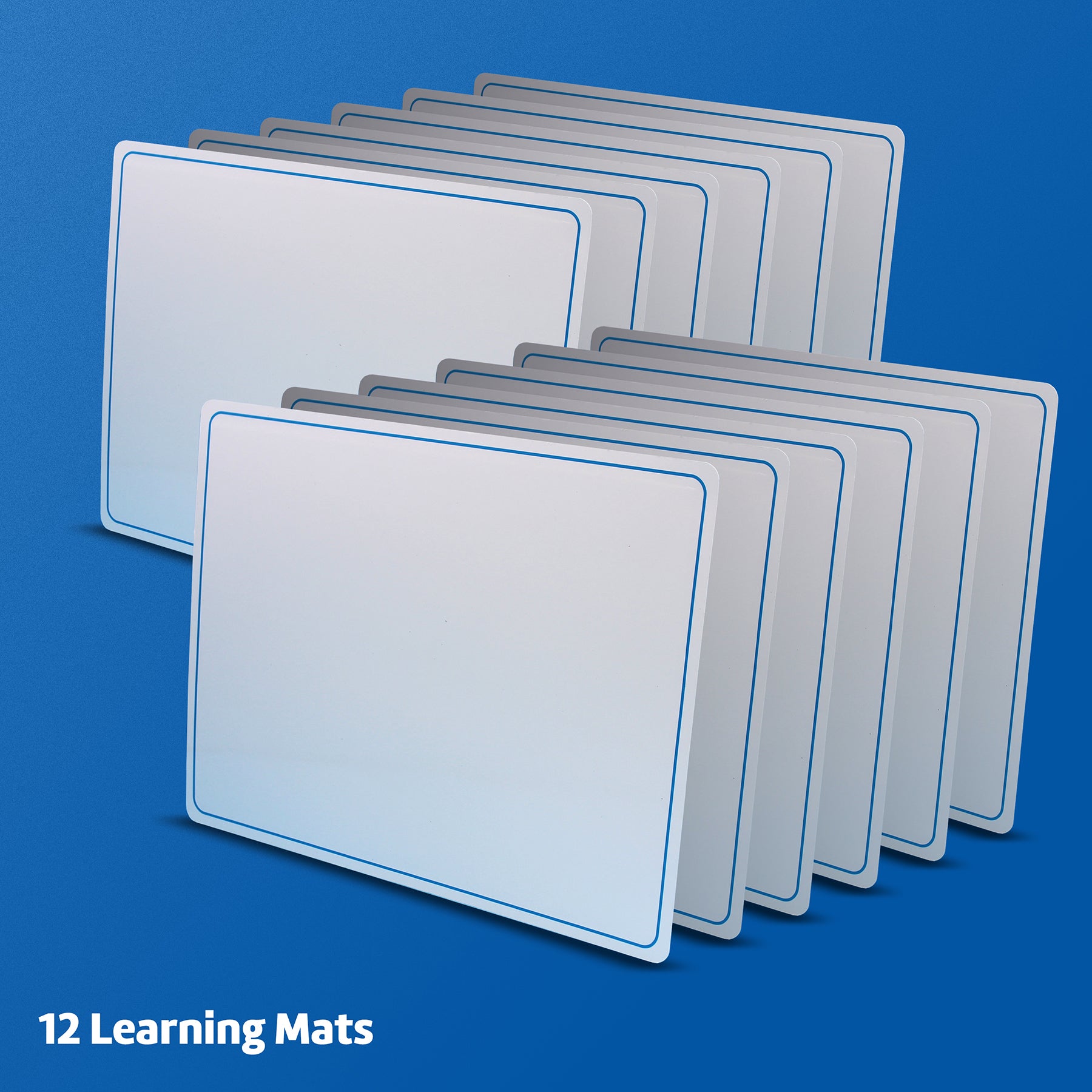 Dry Erase Learning Mat, Two-Sided Plain, 9" x 12", Pack of 12