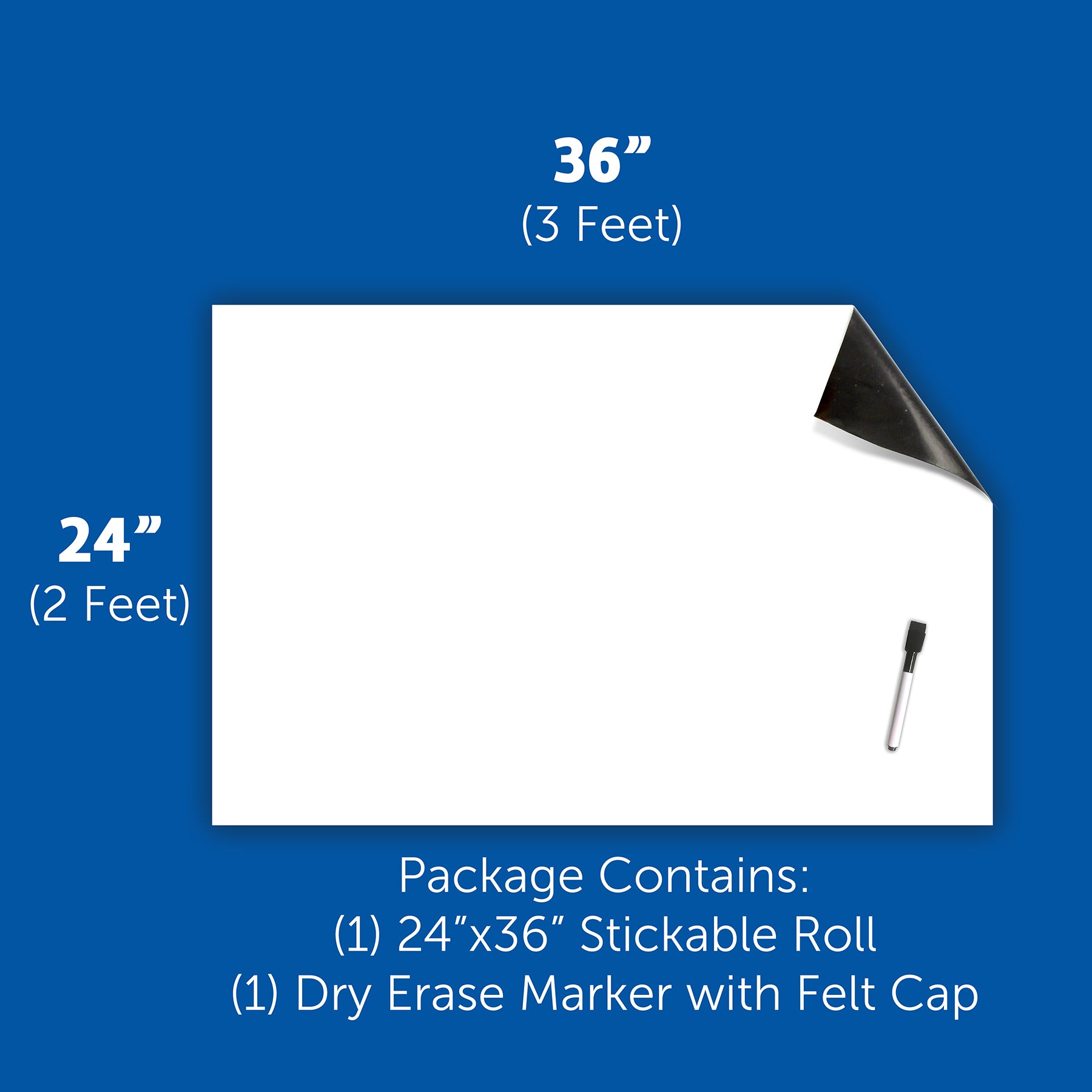 Repositionable Whiteboard Stickable with Dry Erase Marker, 24" x 36"