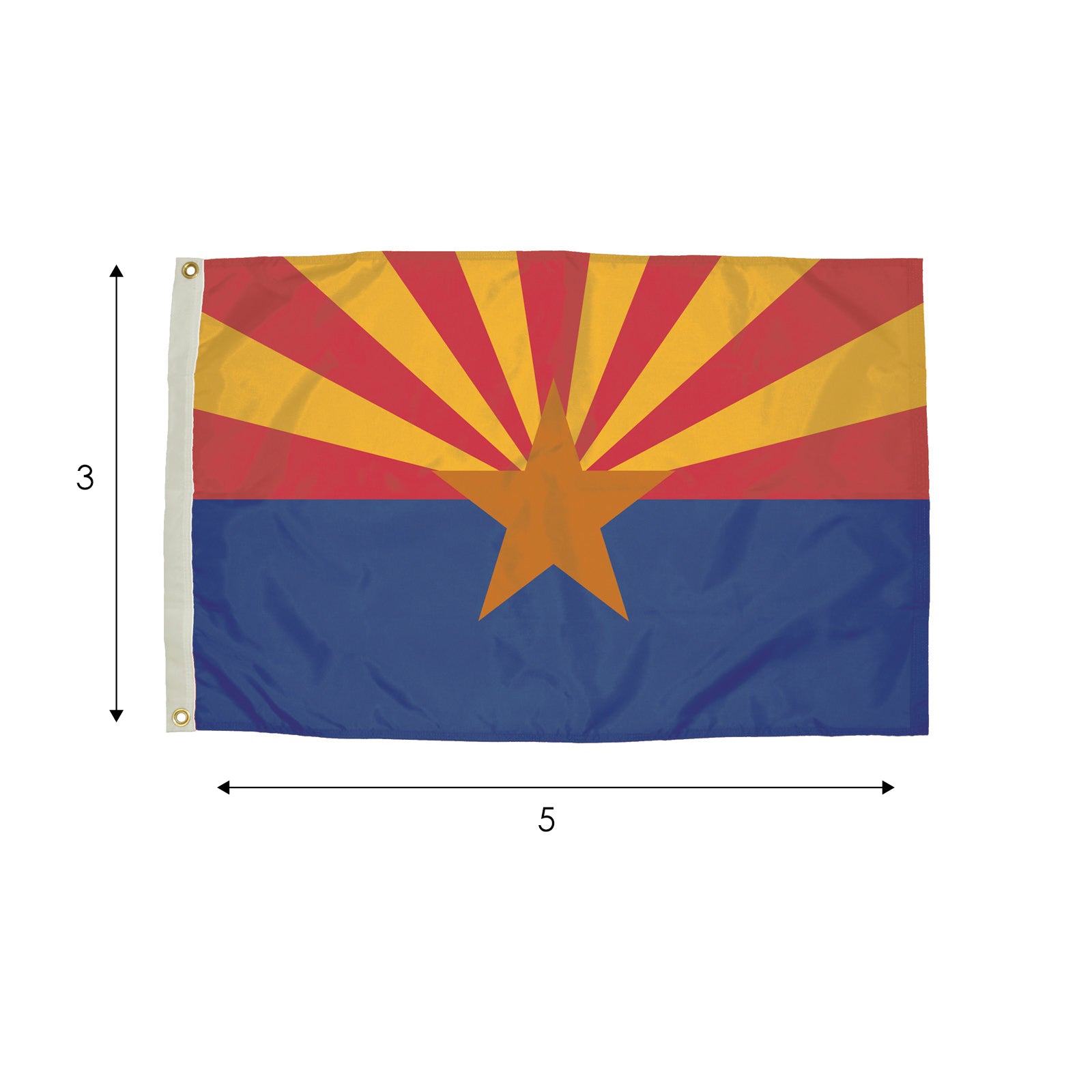 Durawavez Nylon Outdoor Flag with Heading & Grommets, Arizona, 3ft x 5ft