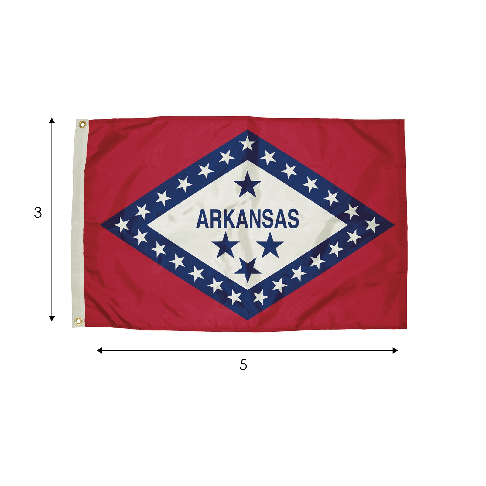 Durawavez Nylon Outdoor Flag with Heading & Grommets, Arkansas, 3ft x 5ft