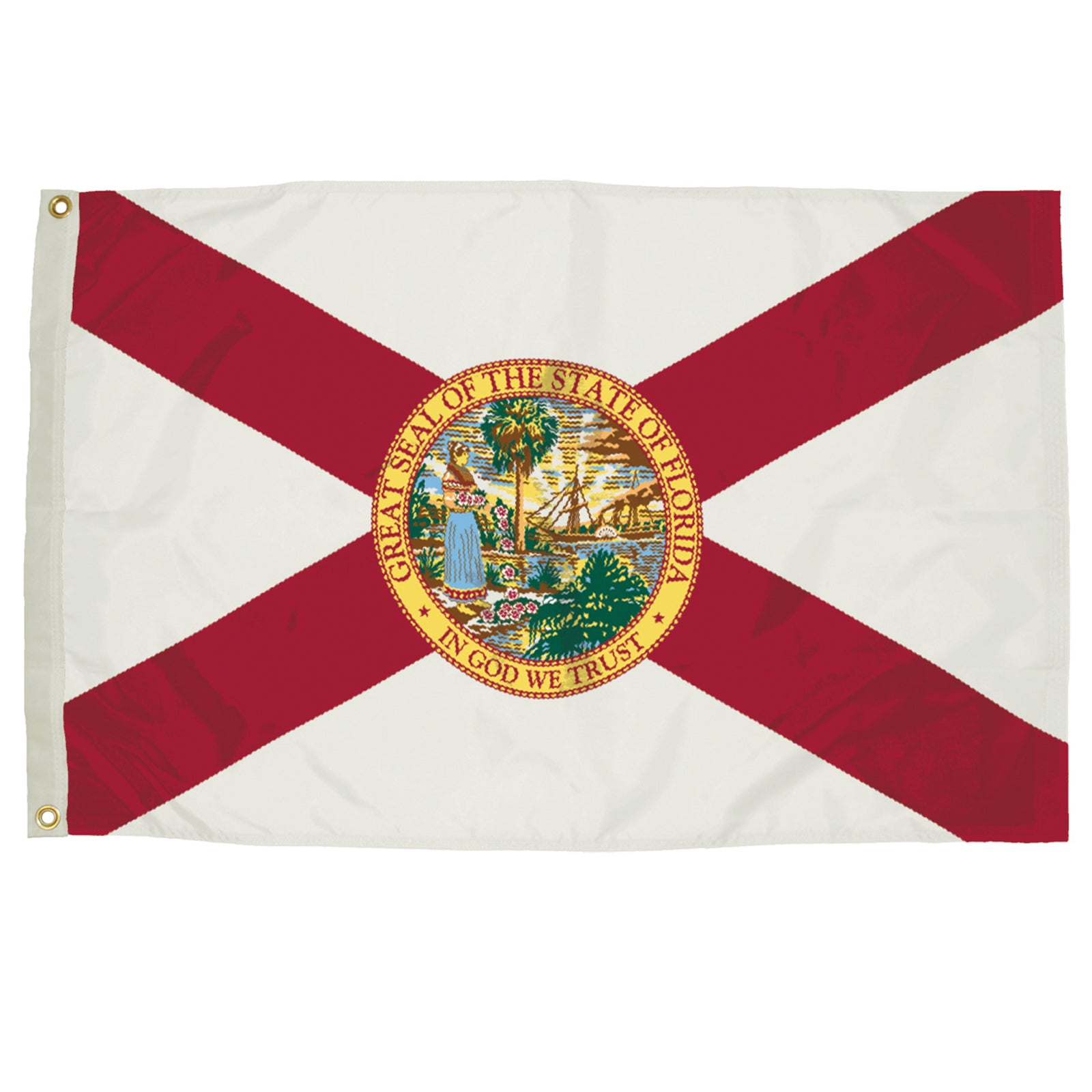 Durawavez Nylon Outdoor Flag with Heading & Grommets, Florida, 3ft x 5ft