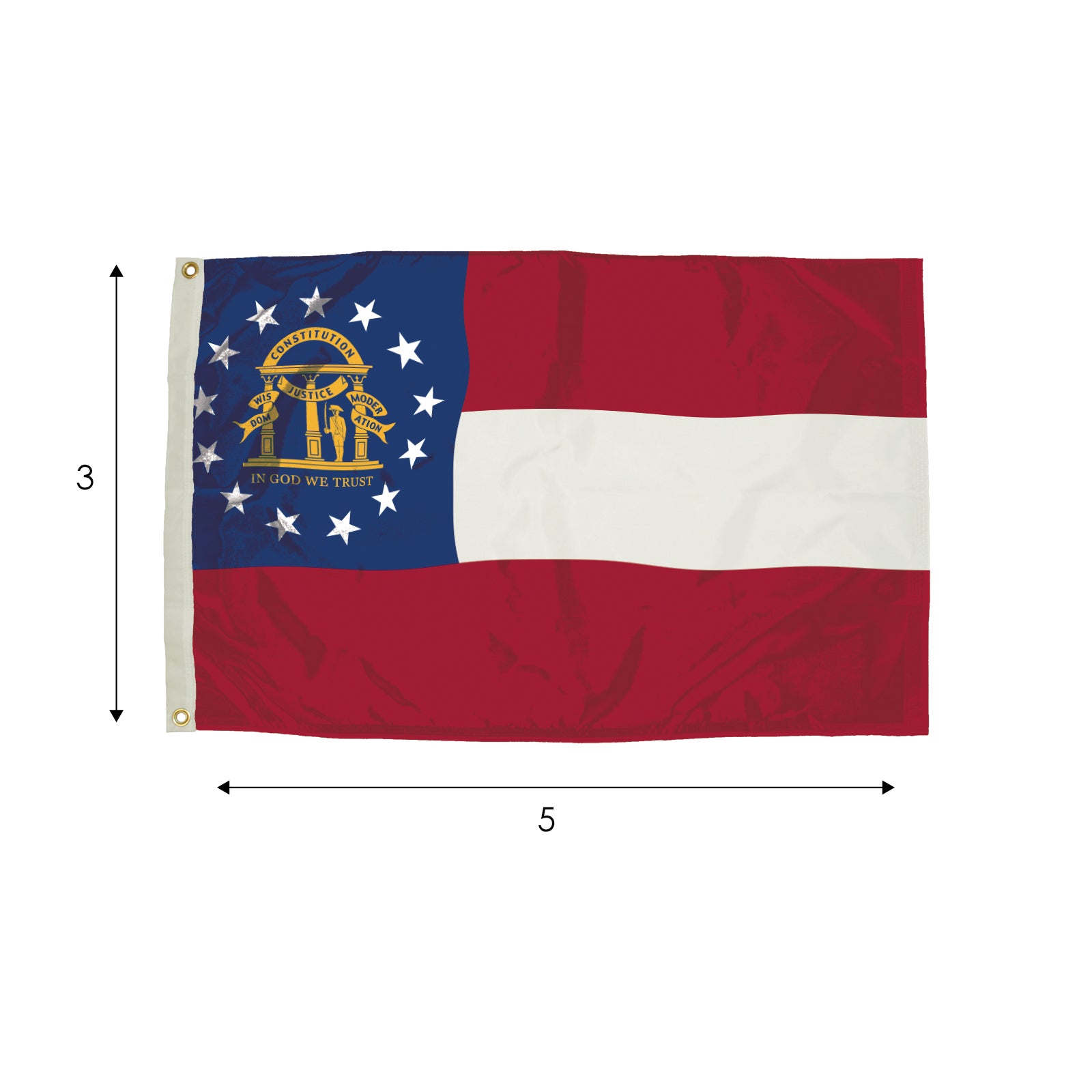 Durawavez Nylon Outdoor Flag with Heading & Grommets, Georgia, 3ft x 5ft