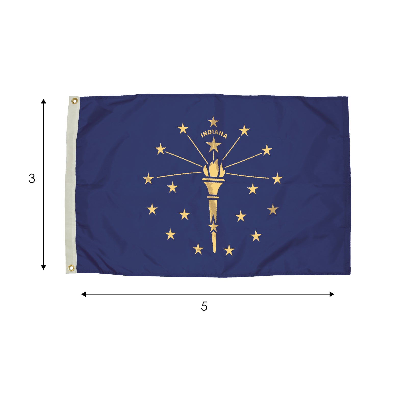 Durawavez Nylon Outdoor Flag with Heading & Grommets, Indiana, 3ft x 5ft