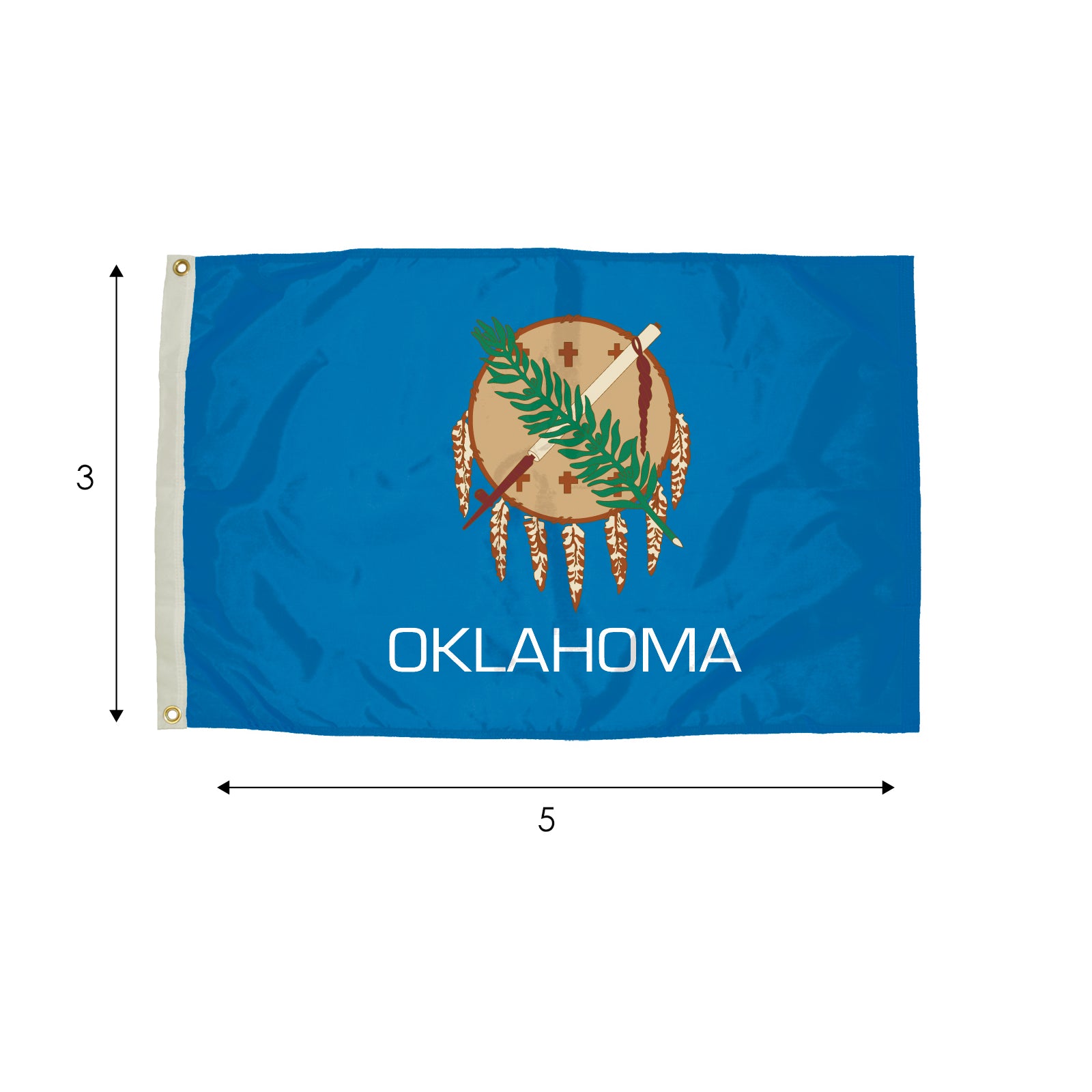 Durawavez Nylon Outdoor Flag with Heading & Grommets, Oklahoma, 3ft x 5ft