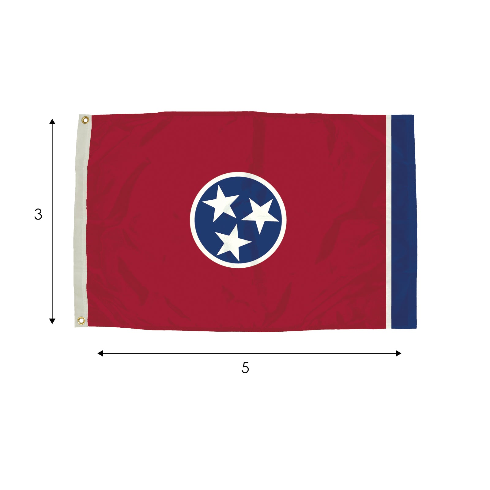 Durawavez Nylon Outdoor Flag with Heading & Grommets, Tennessee, 3ft x 5ft