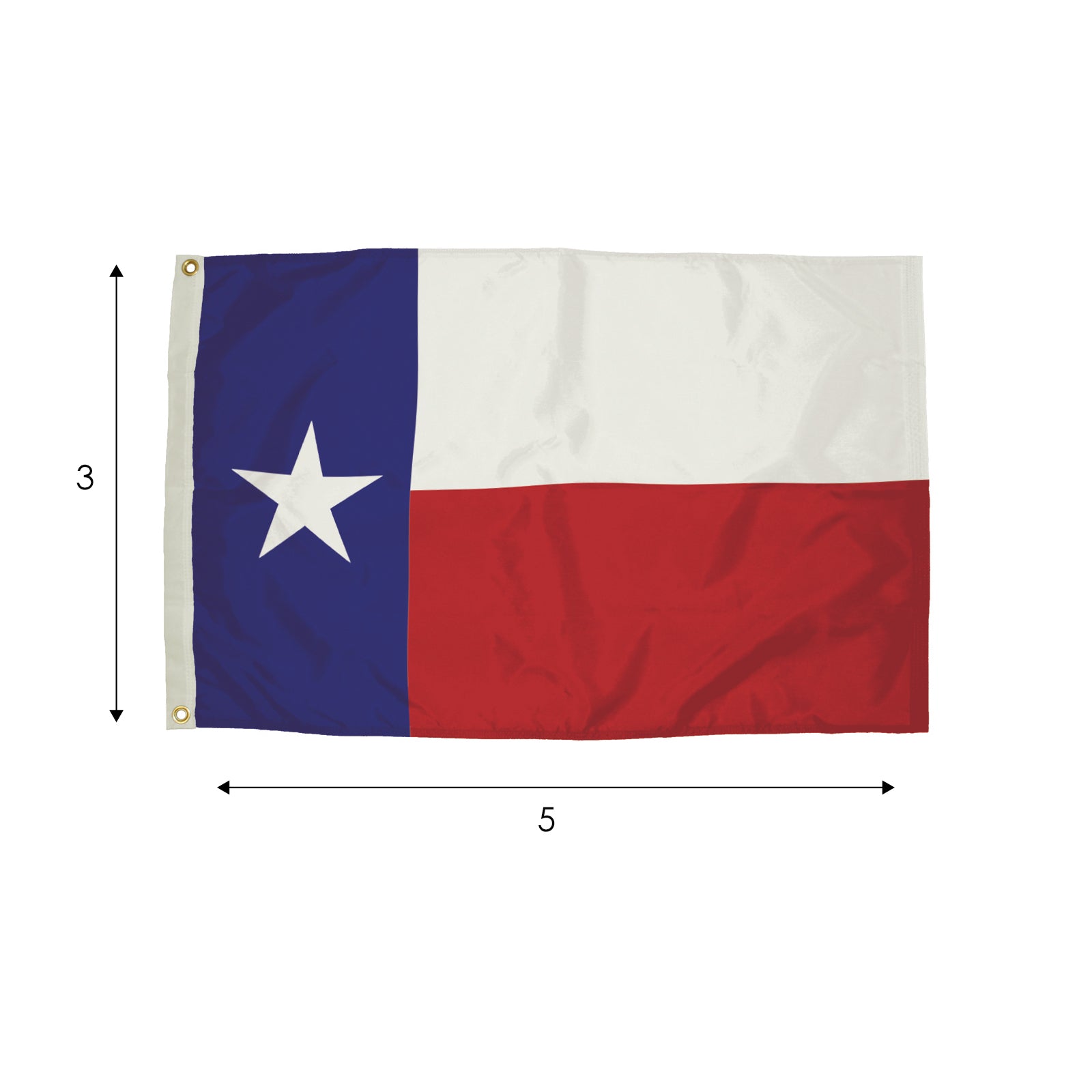 Durawavez Nylon Outdoor Flag with Heading & Grommets, Texas, 3ft x 5ft