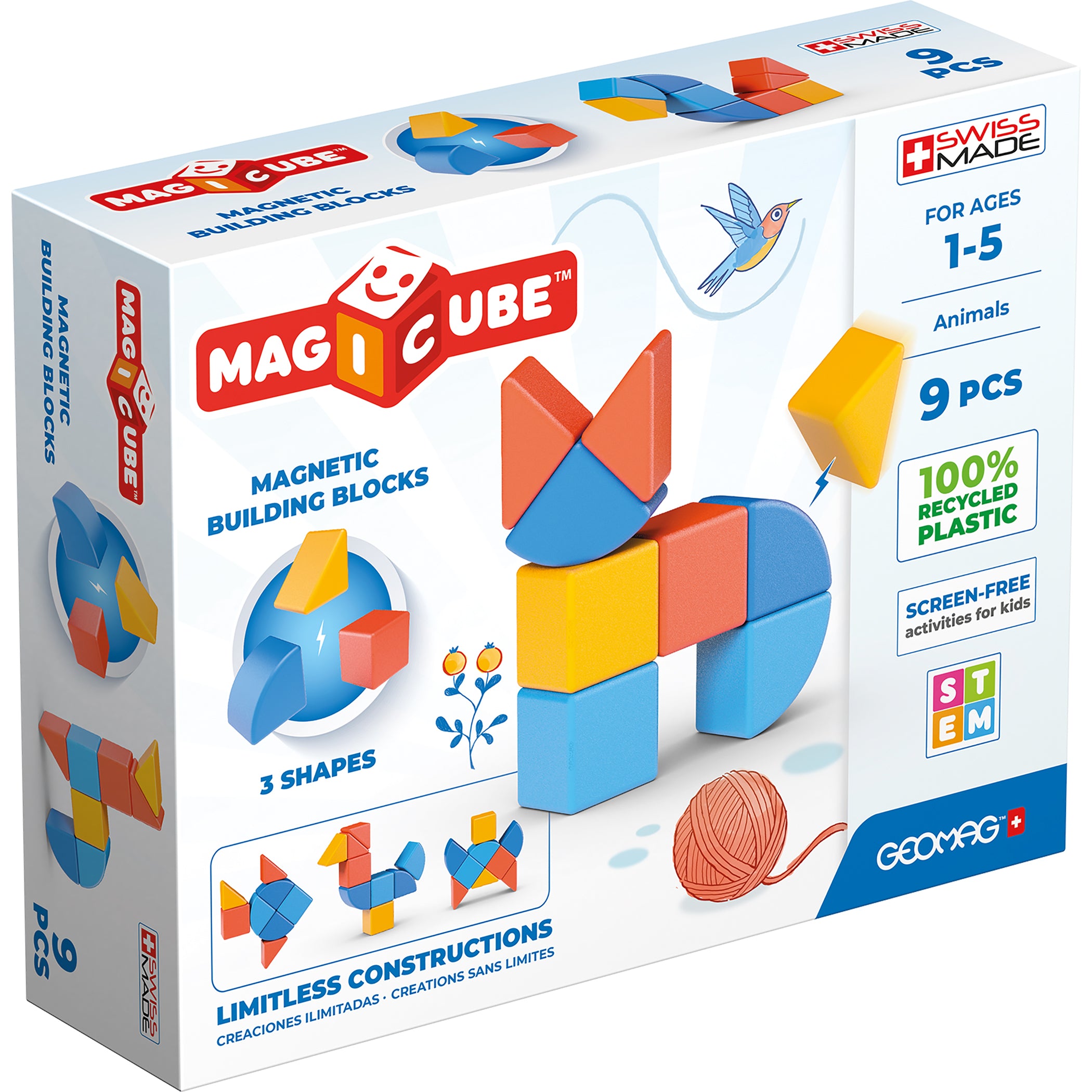 Magicubes Shapes Magnetic Building Blocks Recycled, 9 Pieces