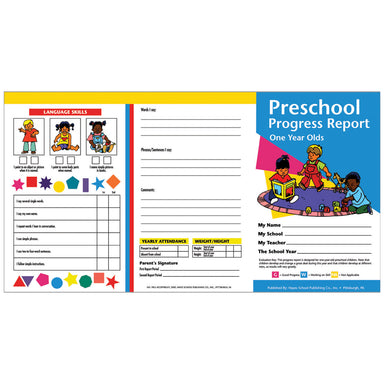 Preschool Progress Report (1 year olds), 10 Per Pack, 6 Packs - A1 School Supplies