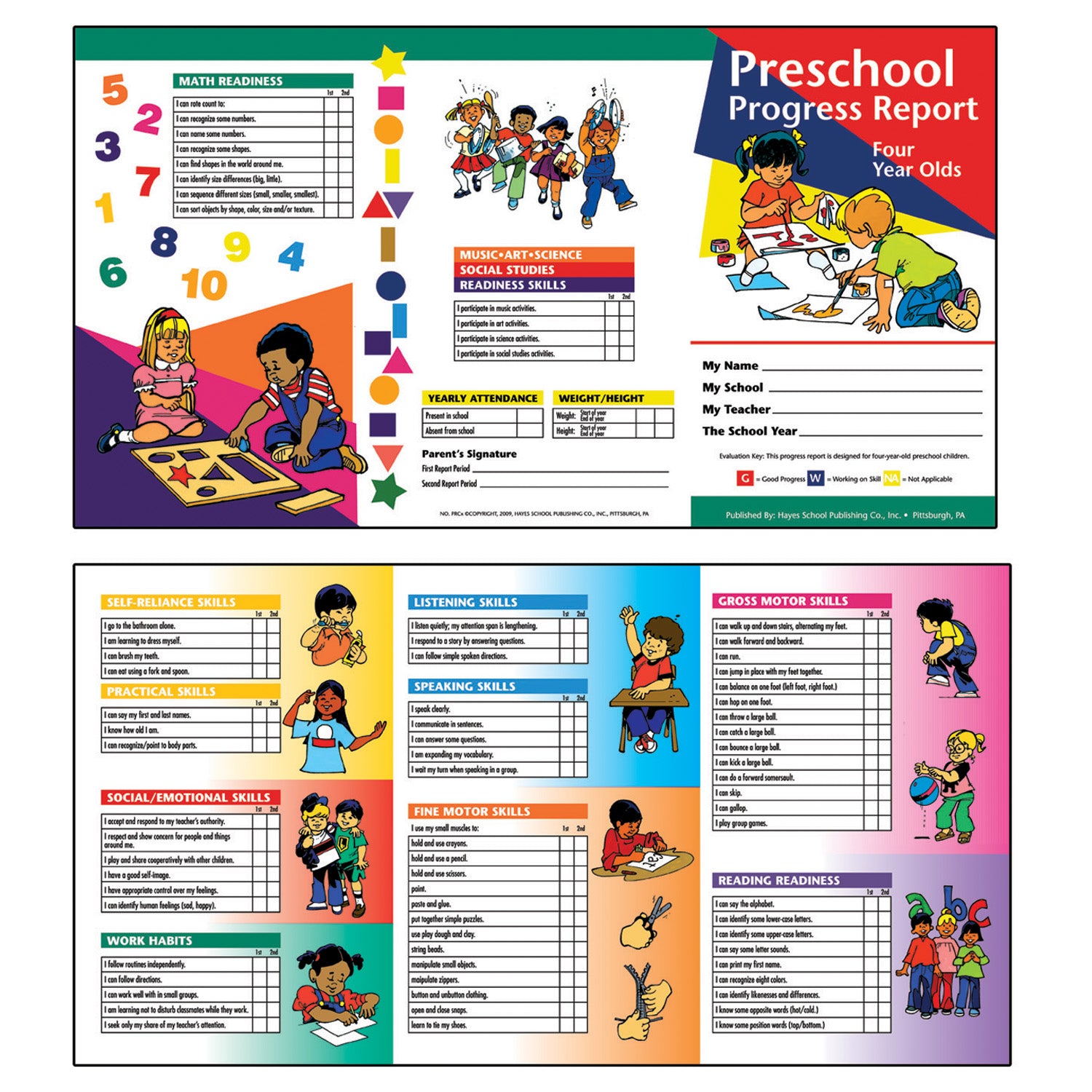 Preschool Progress Report, Four Year Olds, 10 Per Pack, 6 Packs - A1 School Supplies