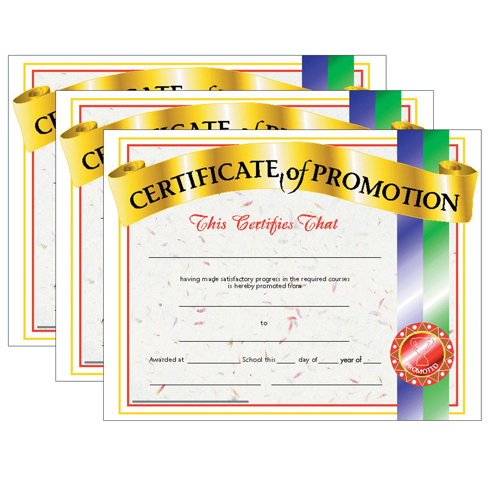 Certificate of Promotion, 8.5" x 11", 30 Per Pack, 3 Packs