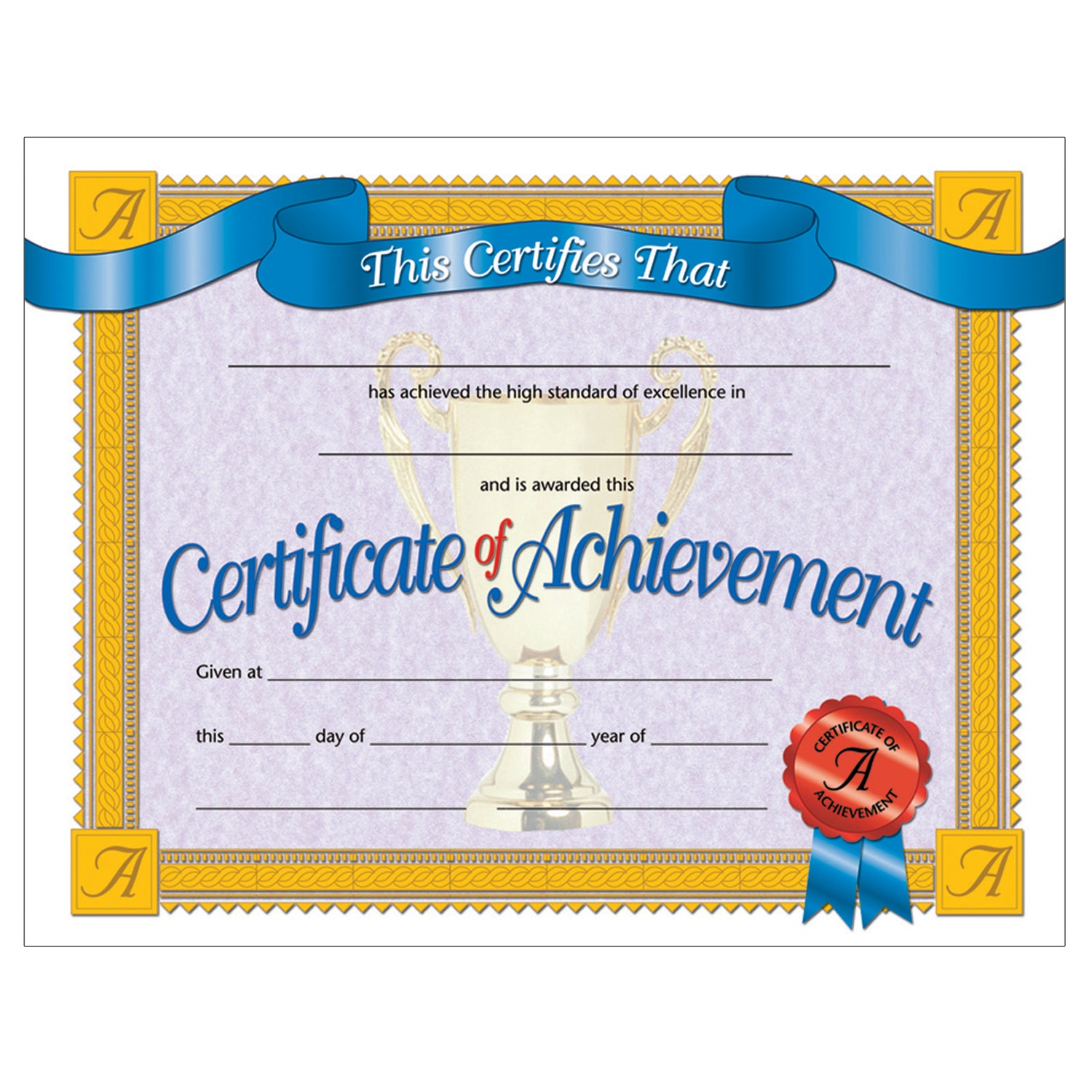 Certificate of Achievement, 30 Per Pack, 3 Packs