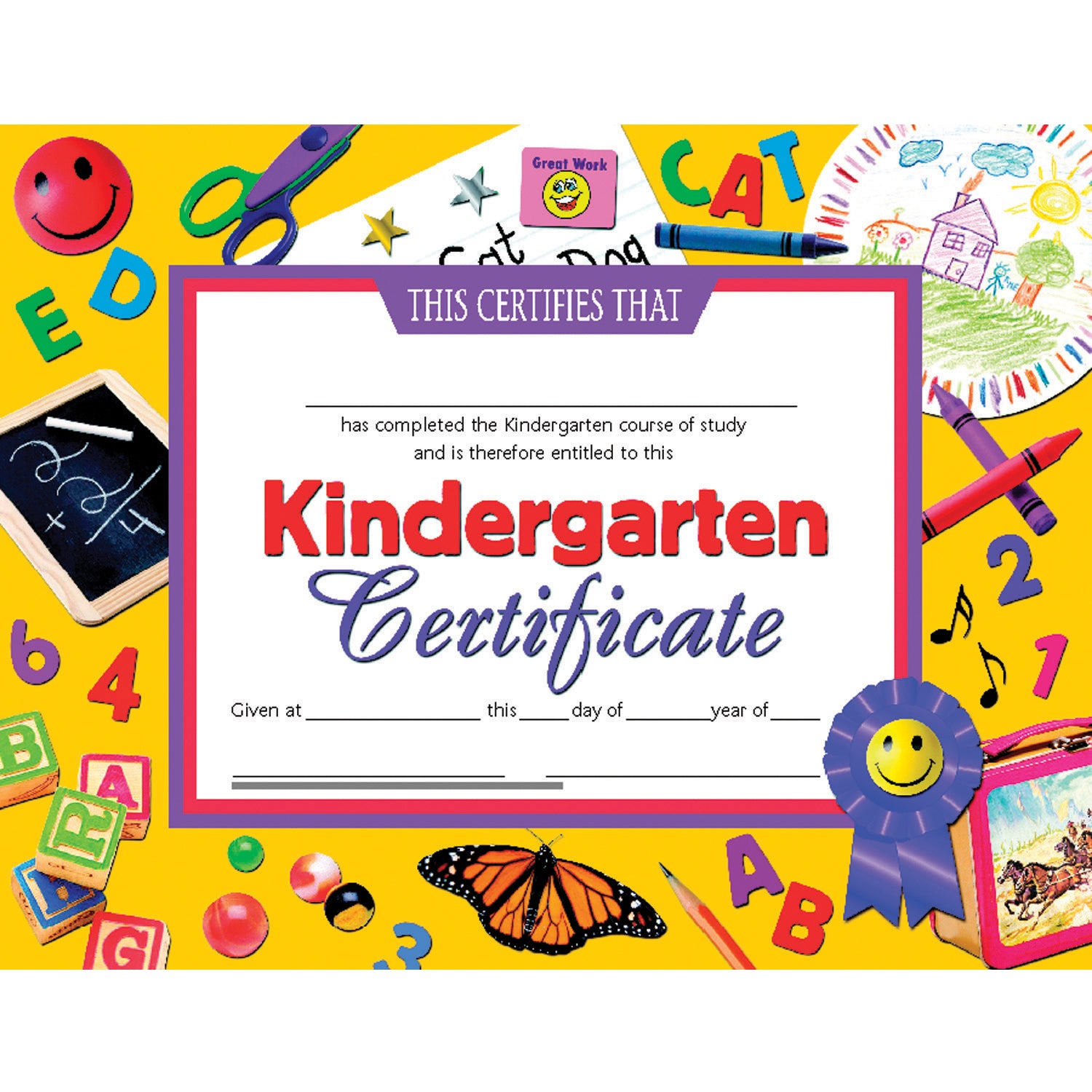 Kindergarten Certificate, 8.5" x 11", 30 Per Pack, 3 Packs