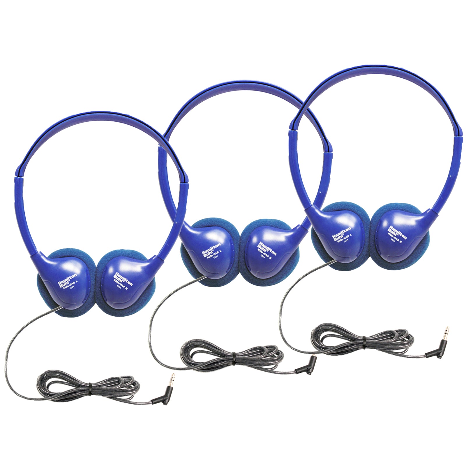 Kids On-Ear Blue Stereo Headphone, Pack of 3