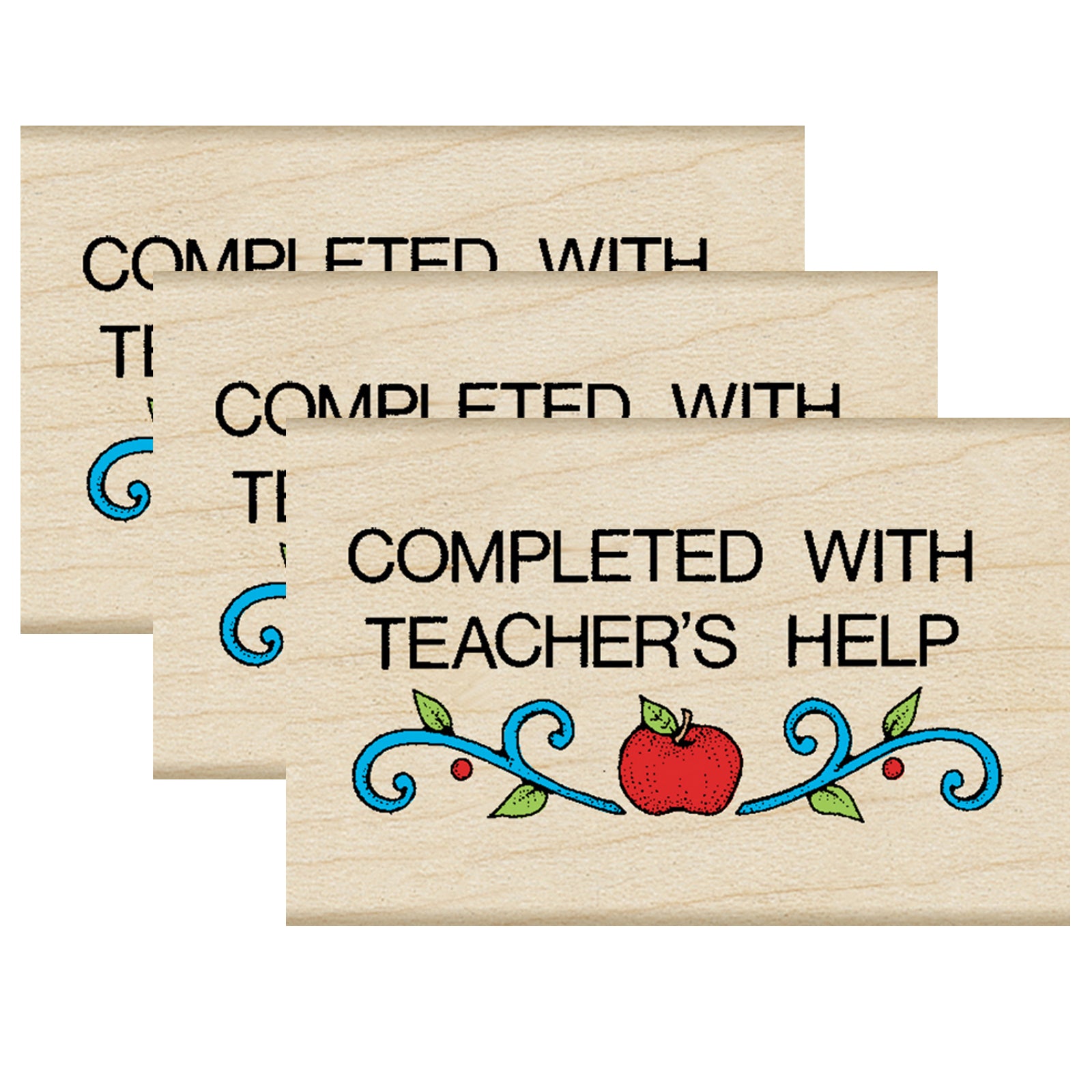 Completed With Teacher's Help Stamp, Pack of 3