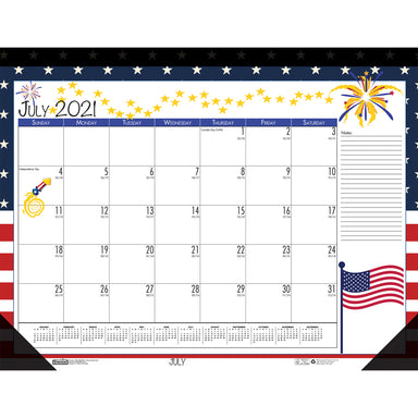 Monthly Academic Deskpad Calendar, Seasonal Holiday Depictions, 12 Months July-June, 22" x 17" - A1 School Supplies