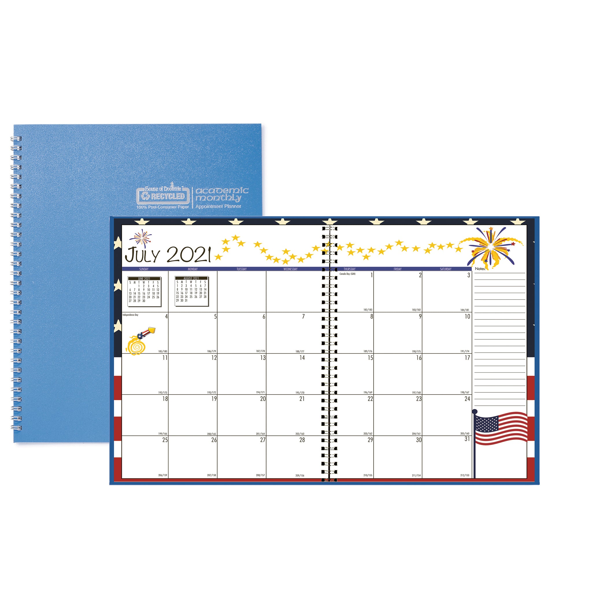 Academic Seasonal Monthly Calendar Planner, 12 Months July-June, 7" x 10"