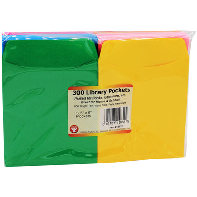 Bright Library Pocket, Assorted Colors, Pack of 300 - A1 School Supplies